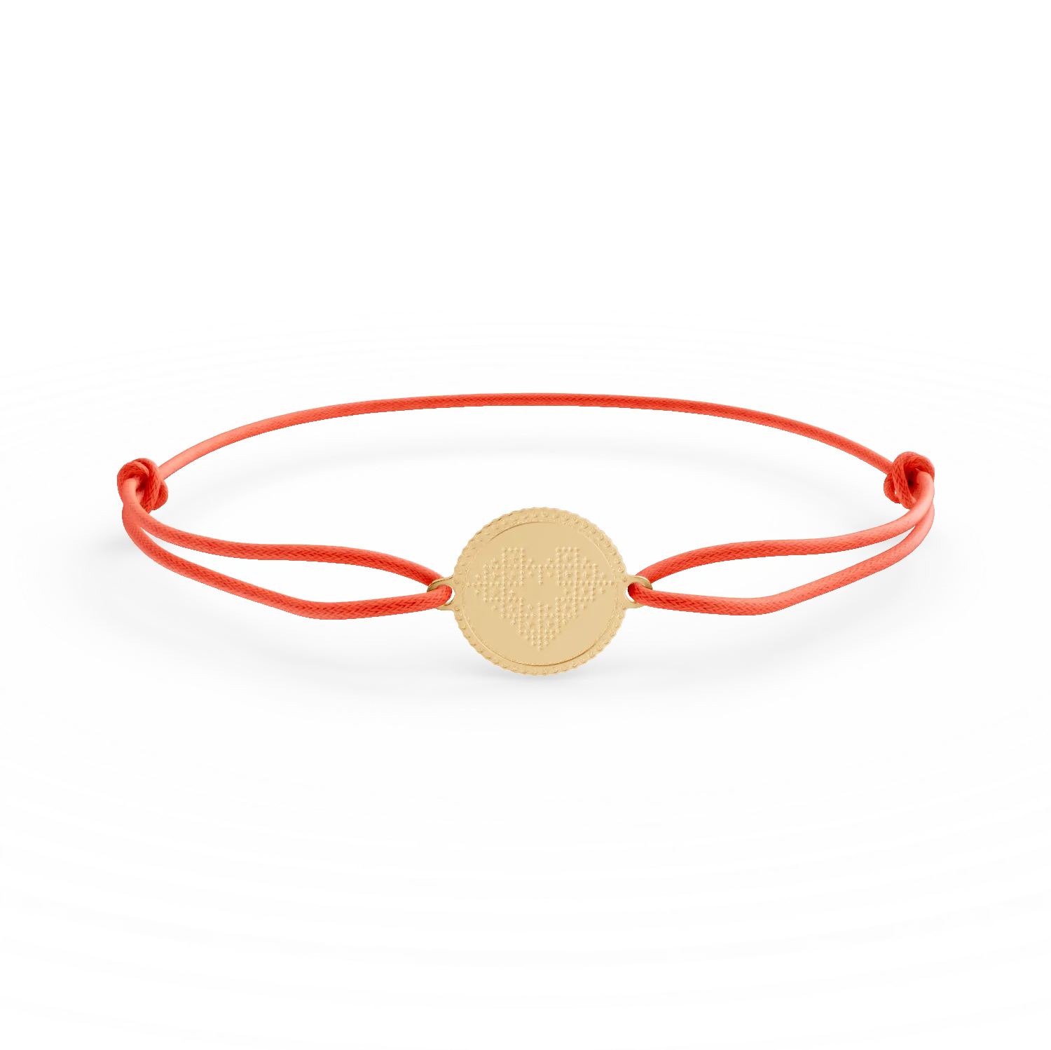 Bratara cu snur si pandantiv banut din aur galben