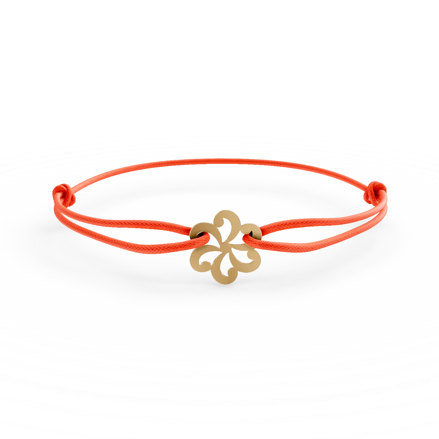 Bratara cu snur si pandantiv floare din aur galben