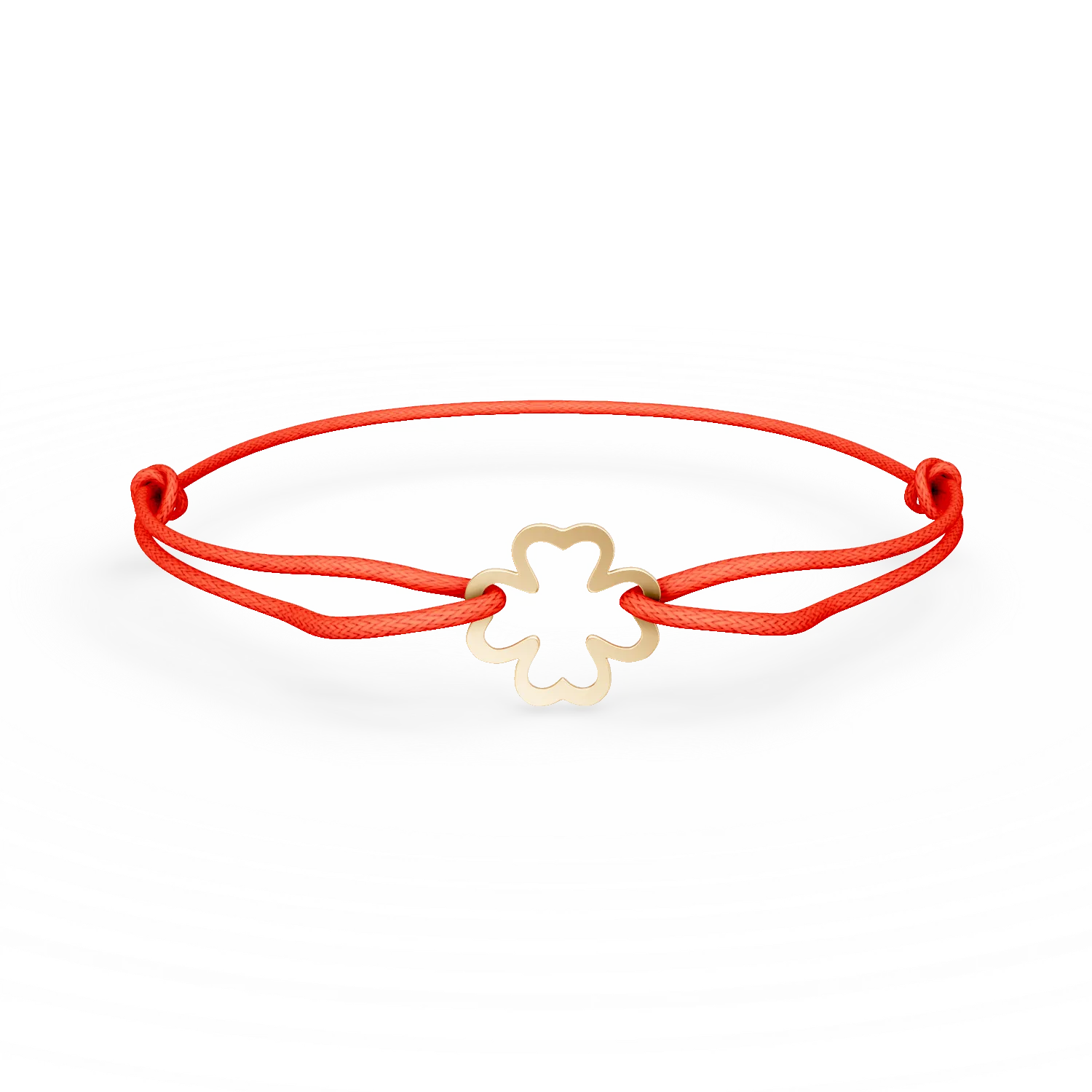 Bratara cu snur si pandantiv trifoi din aur galben