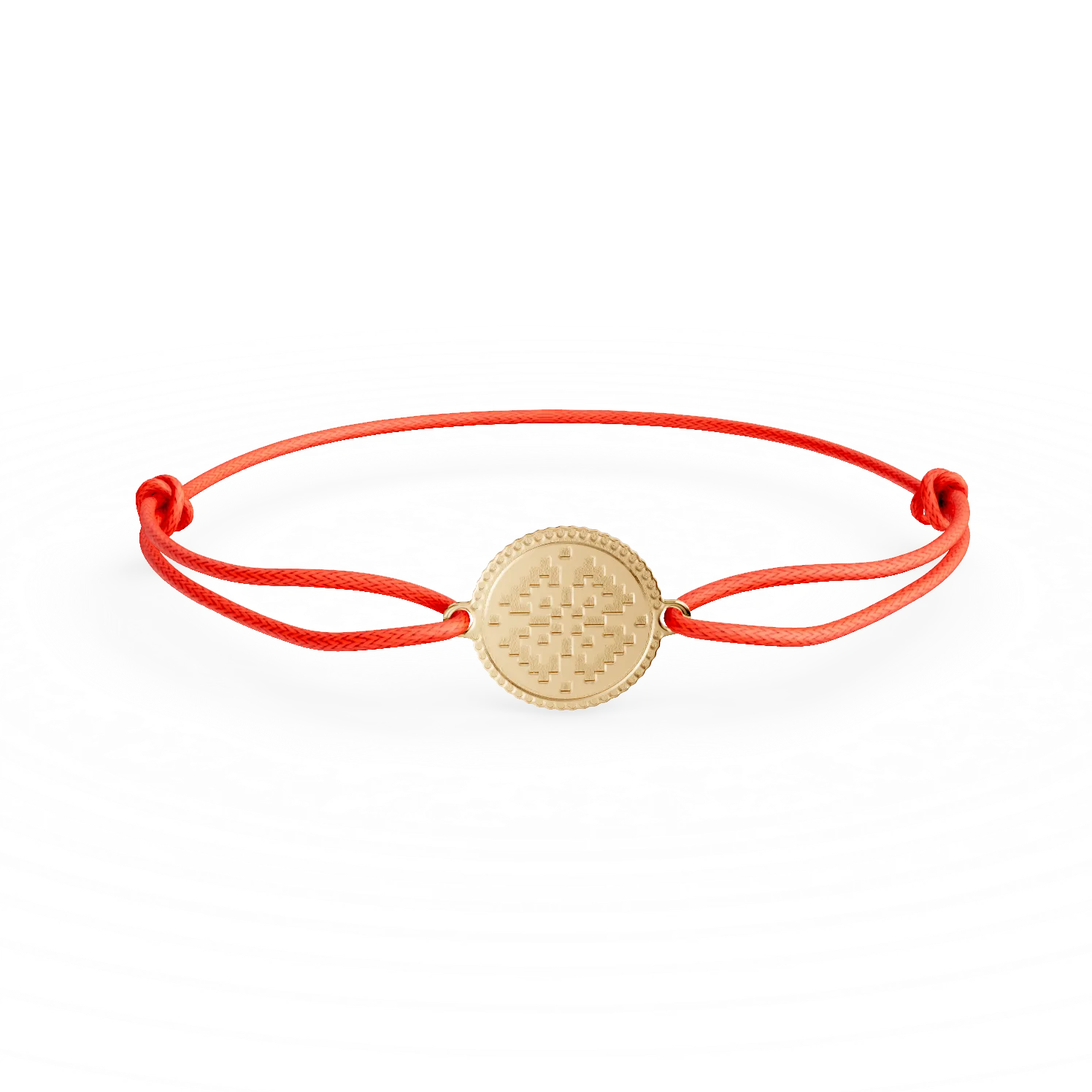 Bratara cu snur si pandantiv banut din aur galben