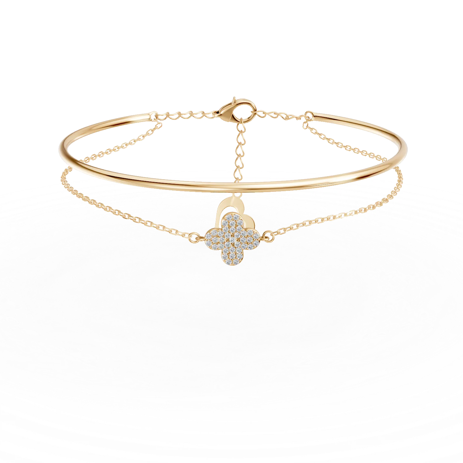 Bratara cu pandantive din aur galben cu zirconii