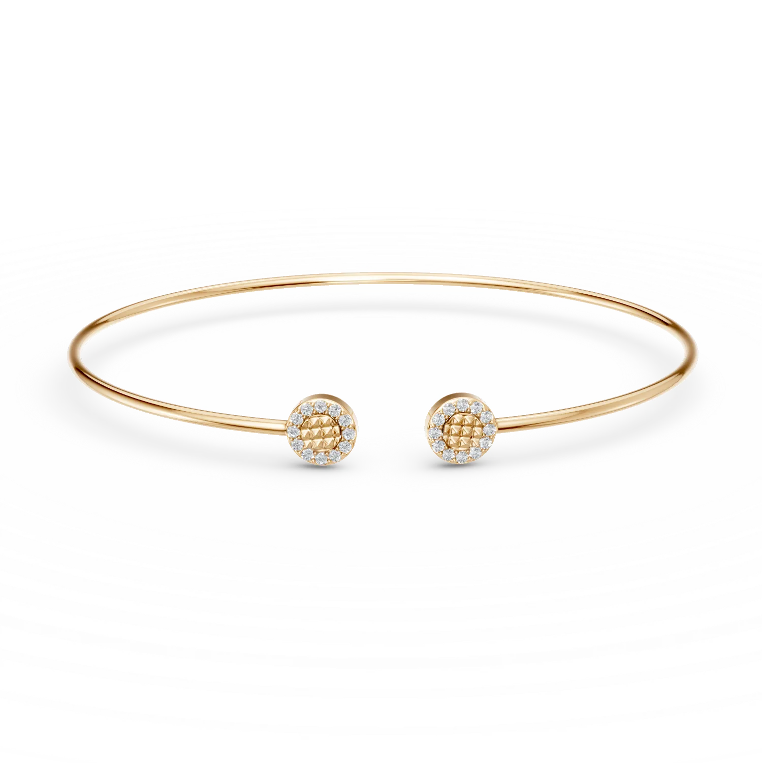 Bratara fixa deschisa din aur galben cu zirconii