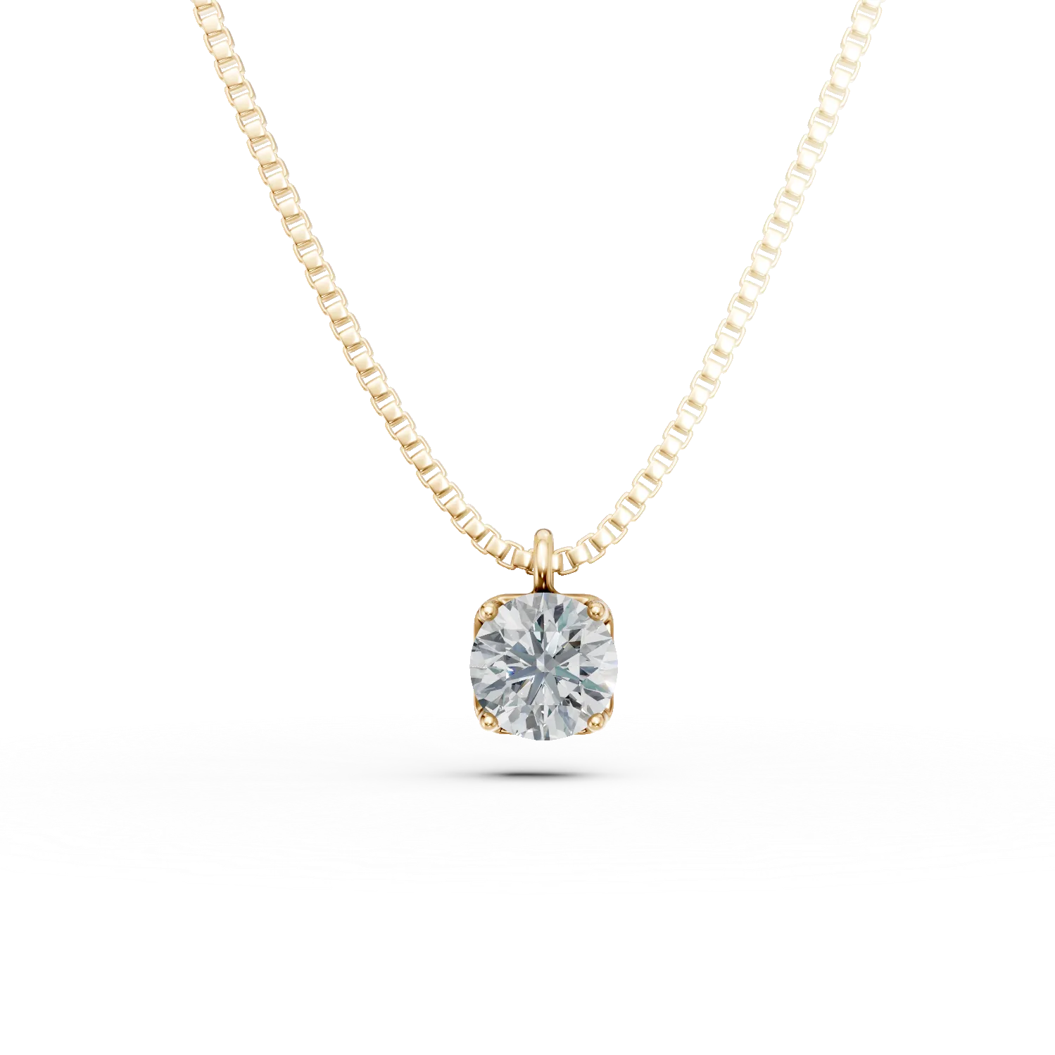 Lant cu pandantiv din aur galben cu zirconia solitaire