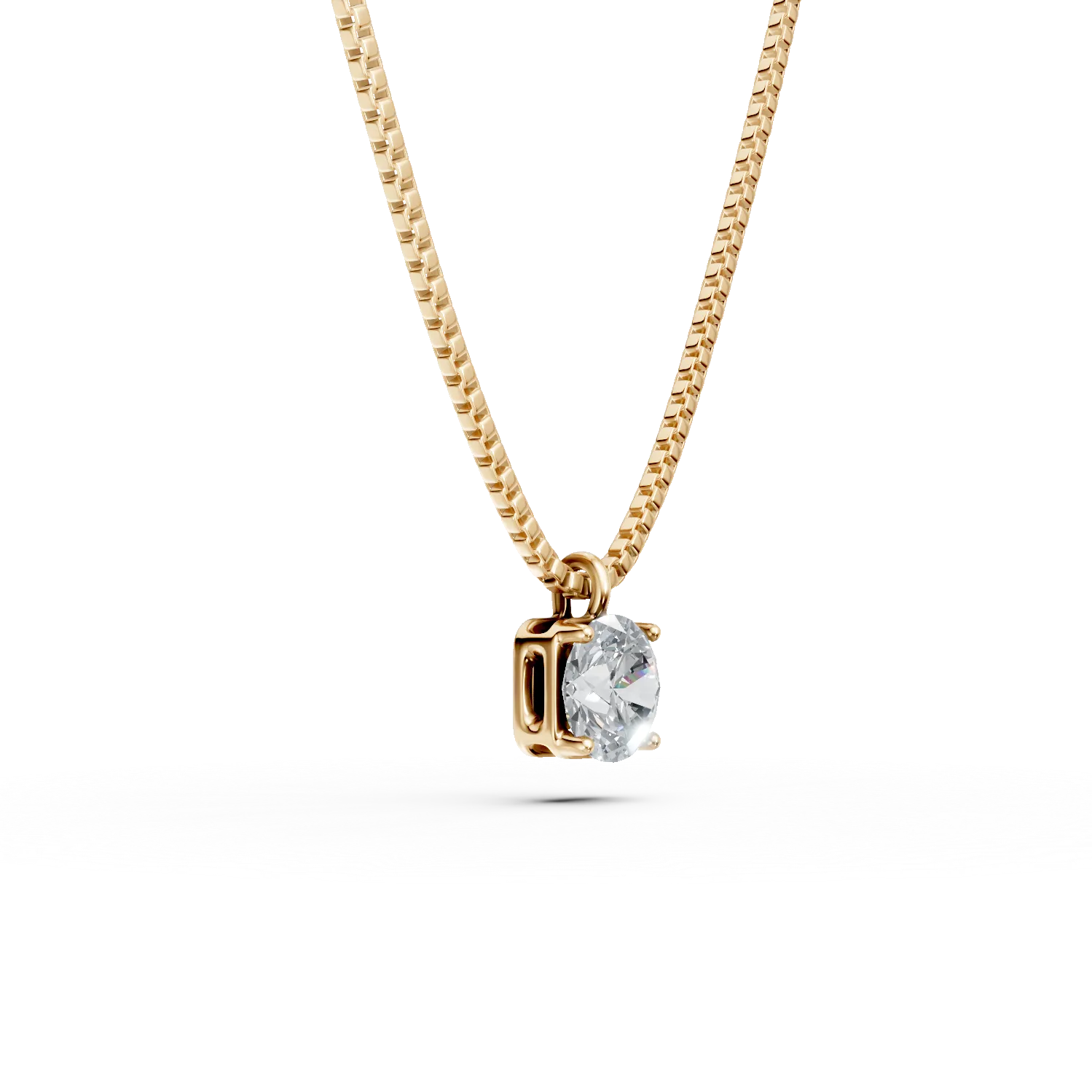 Lant cu pandantiv din aur galben cu zirconia solitaire
