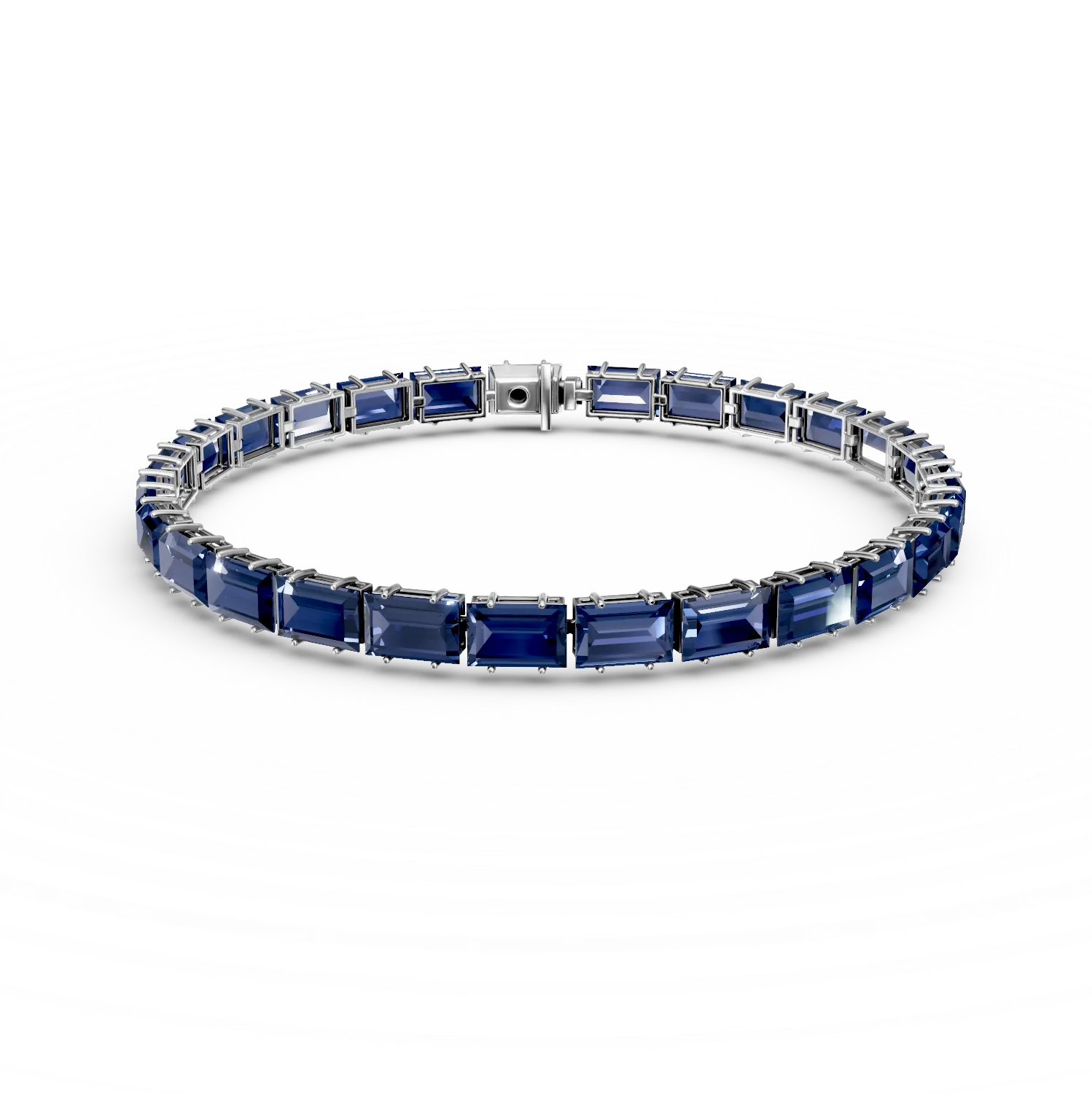 Bratara tennis din aur alb cu safire create in laborator de 19.9ct