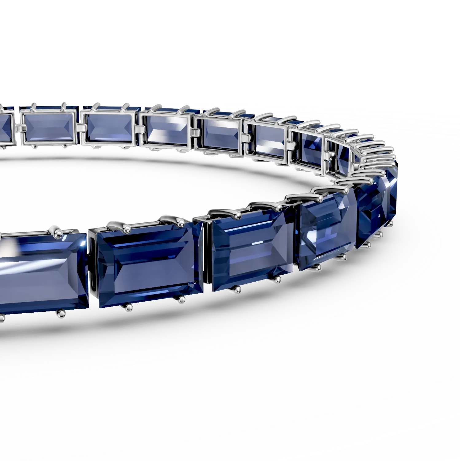 Bratara tennis din aur alb cu safire create in laborator de 19.9ct