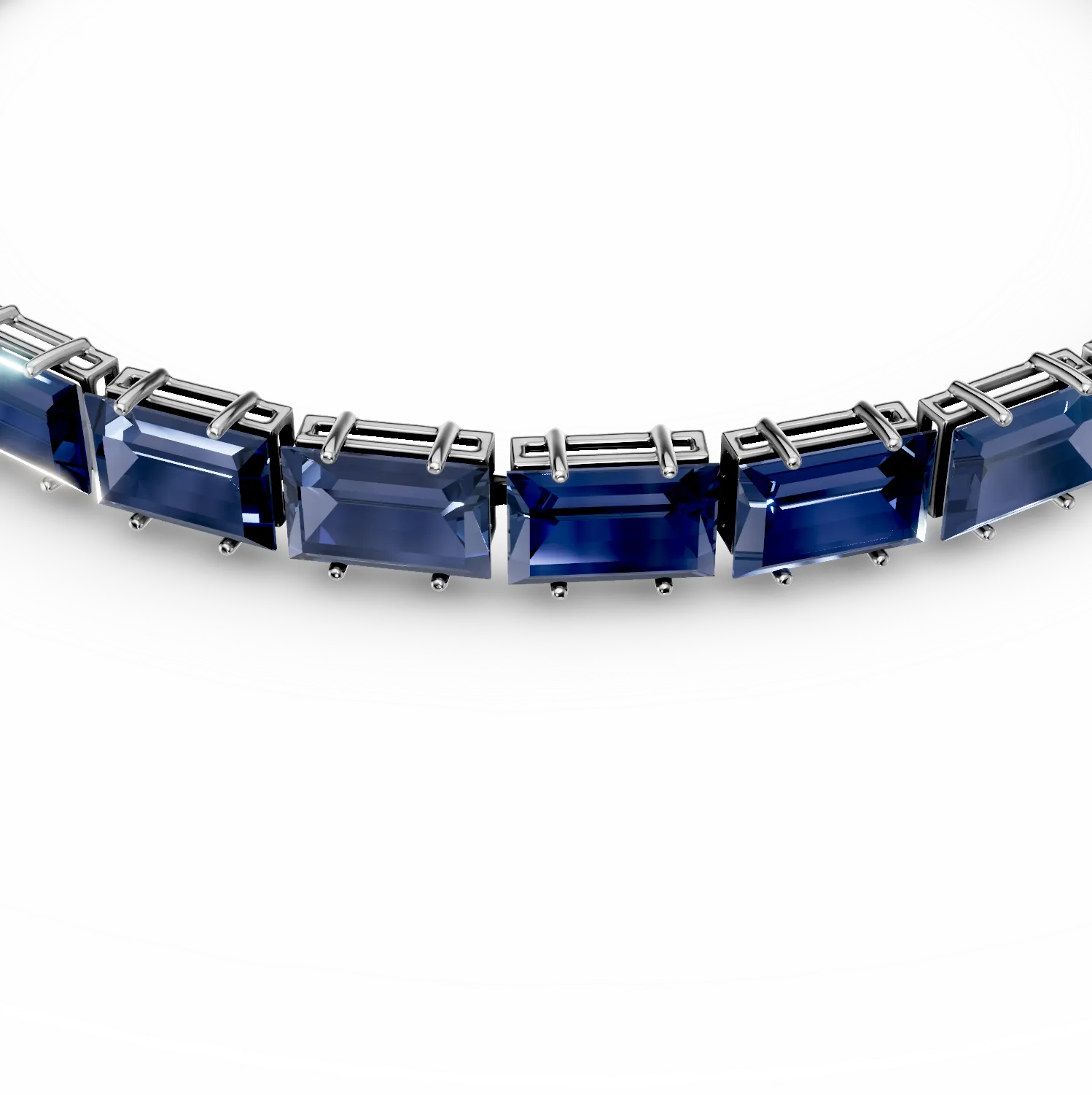 Bratara tennis din aur alb cu safire create in laborator de 19.9ct