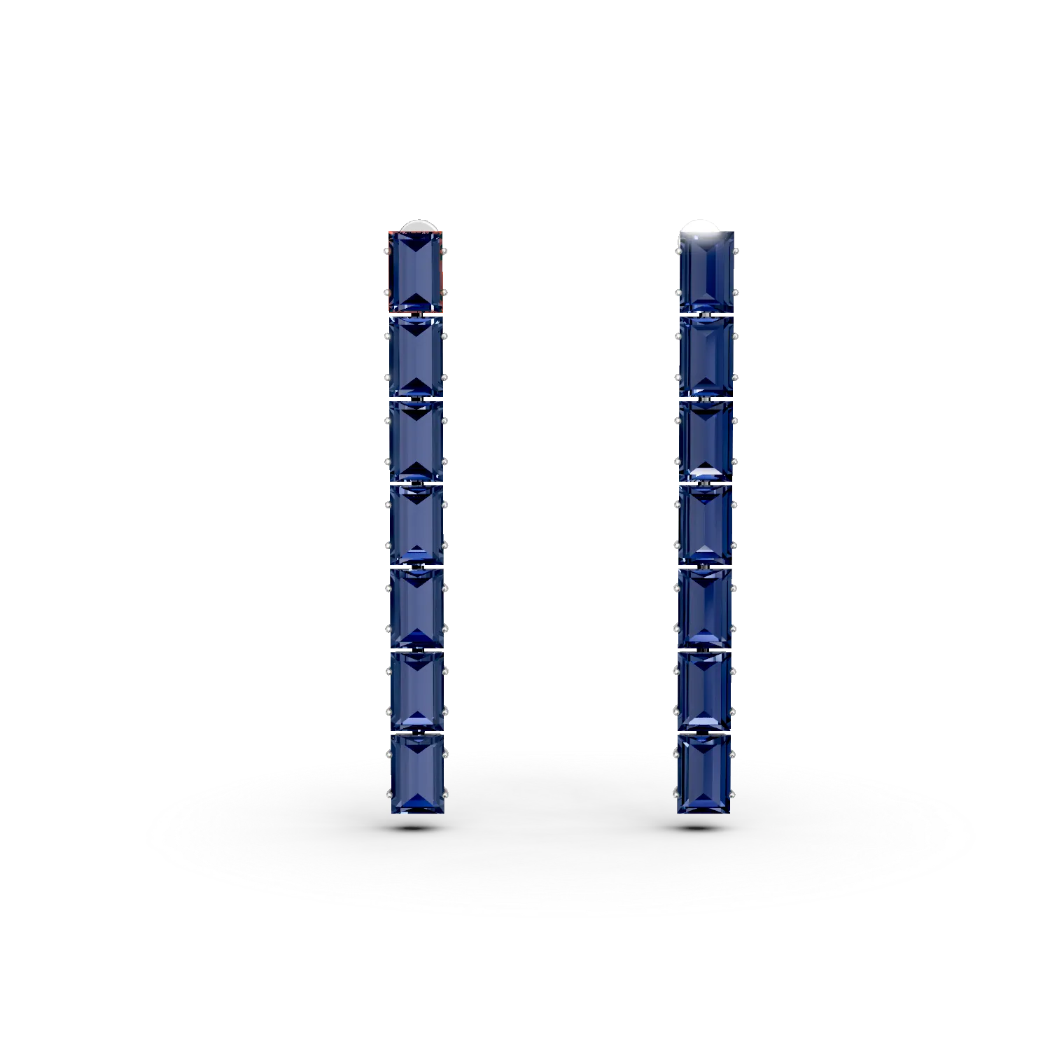 Cercei din aur alb cu safire de 10.3ct create in laborator