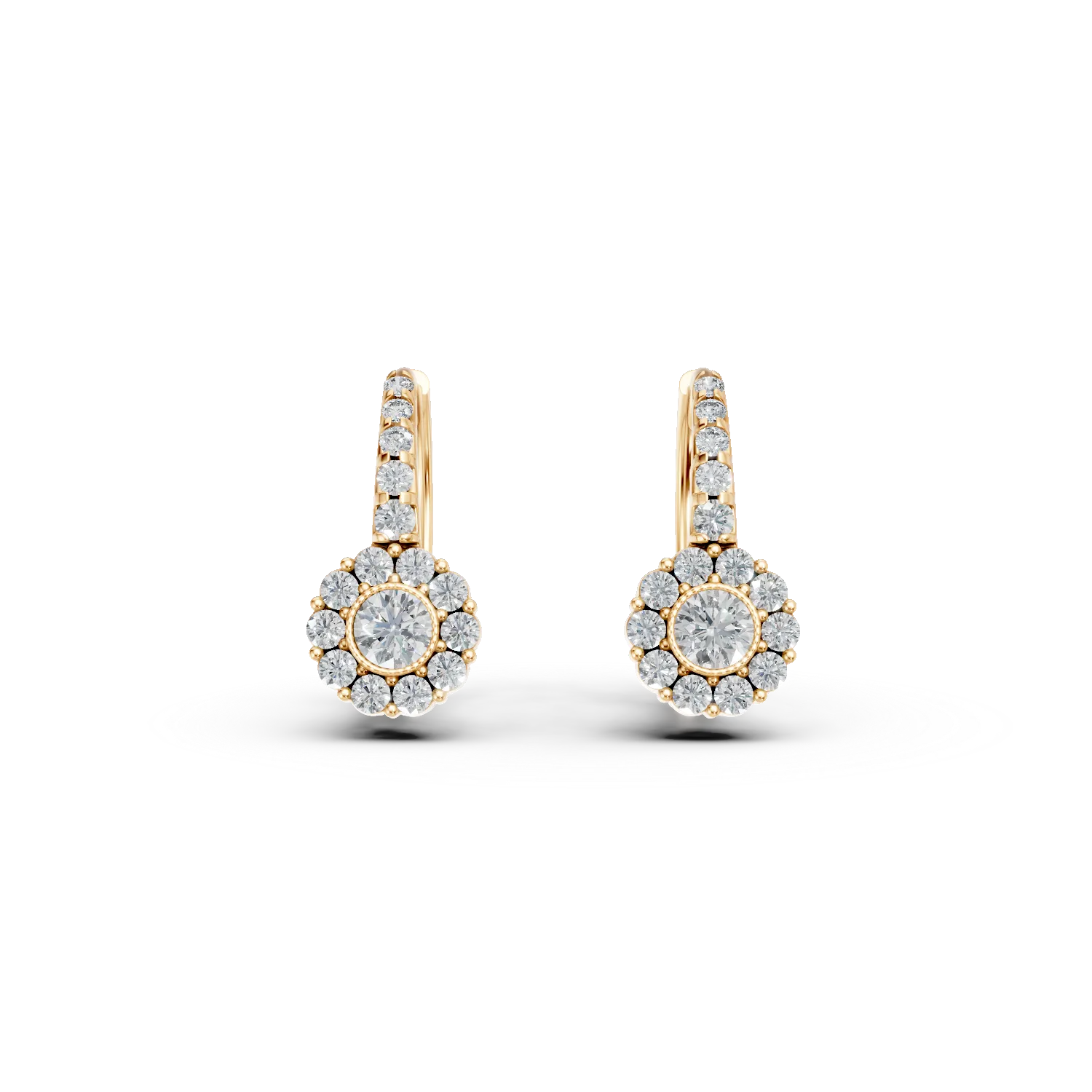 Cercei creole din aur galben cu zirconii