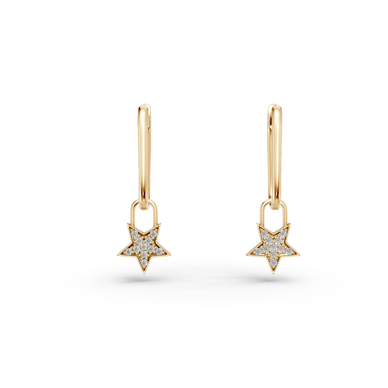 Cercei stele din aur galben cu zirconii