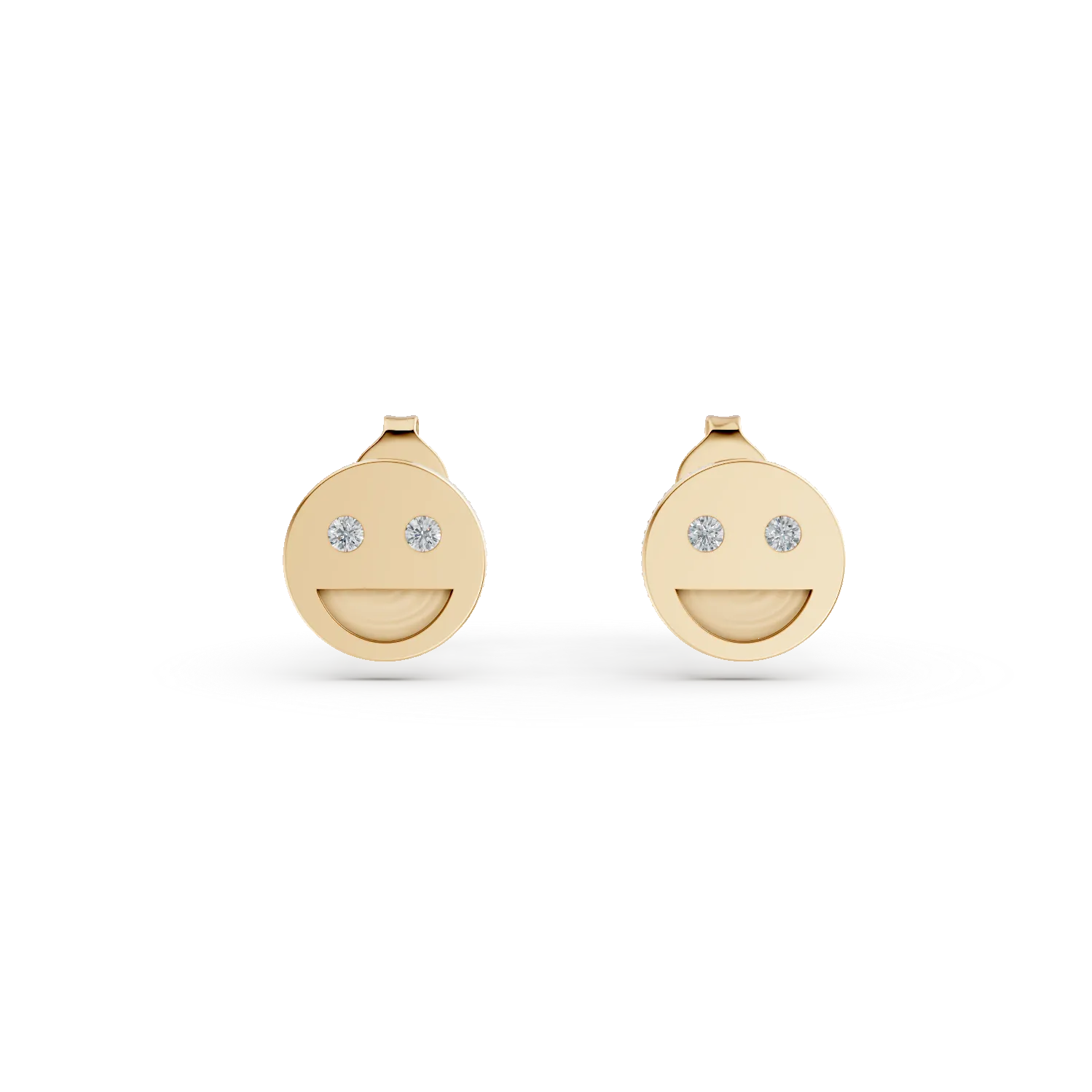 Cercei smiley din aur galben cu zirconii