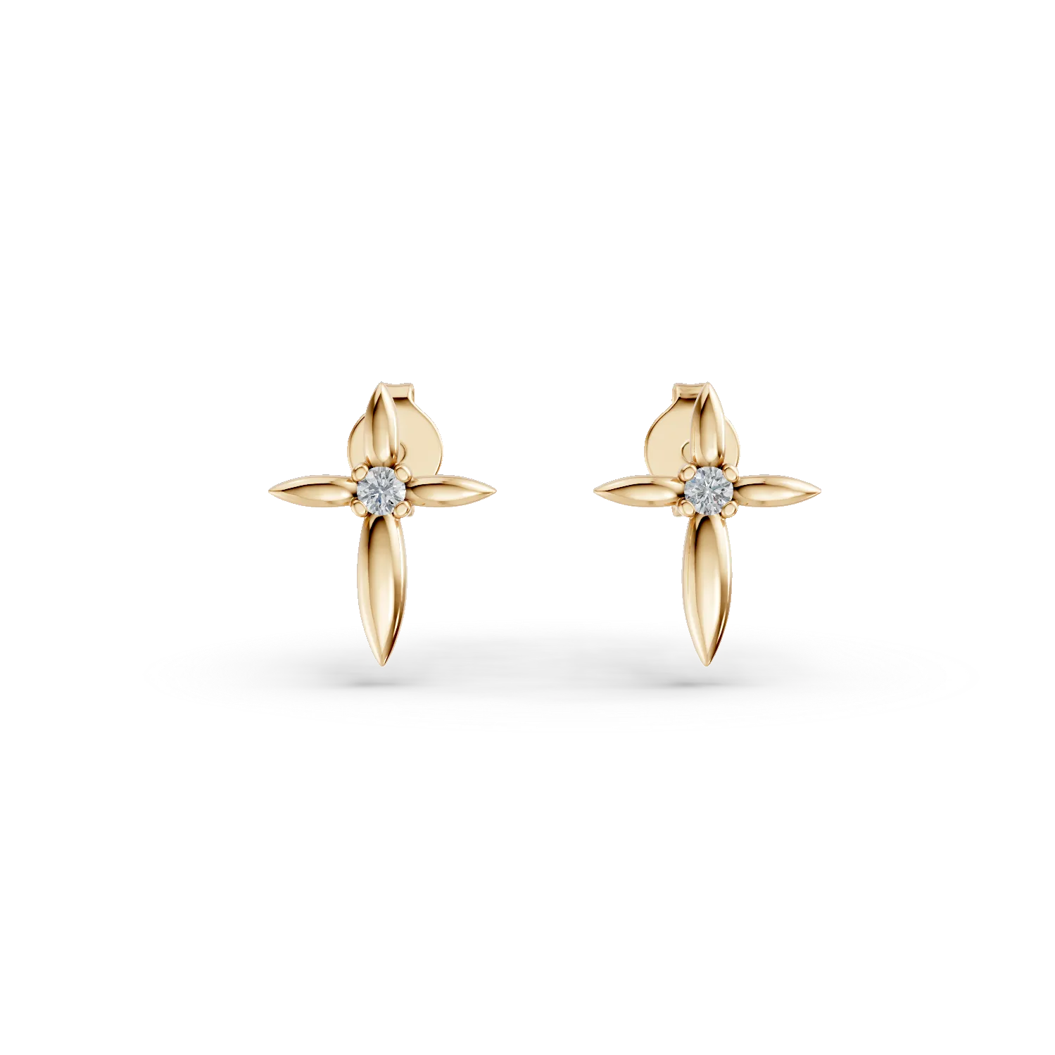 Cercei cruciulite din aur galben cu zirconii