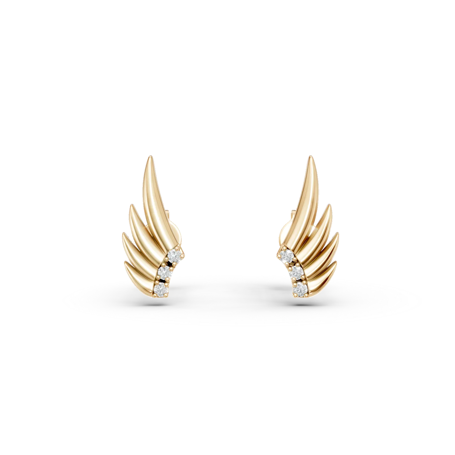 Cercei geometrici din aur galben cu zirconii