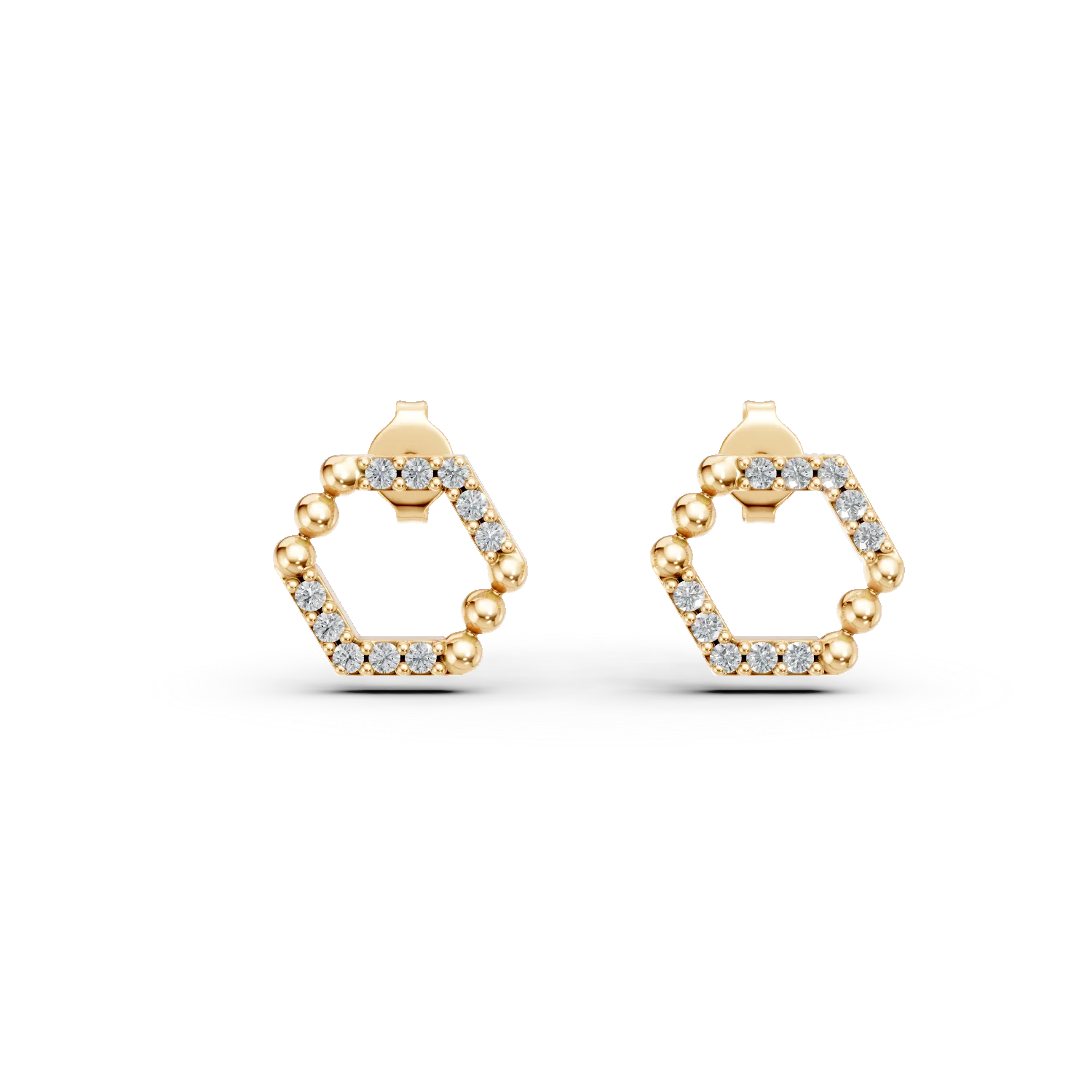 Cercei geometrici din aur galben cu zirconii