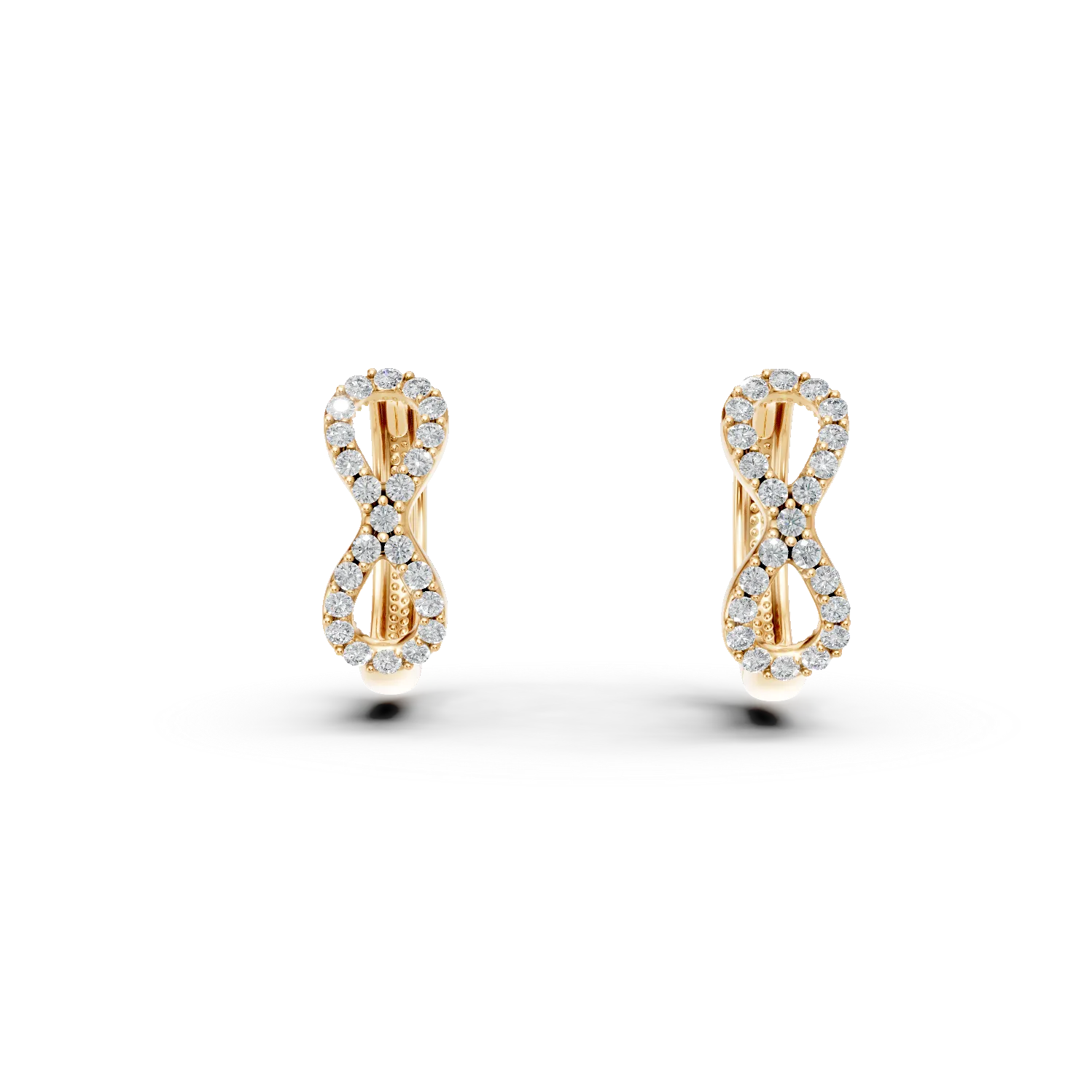 Cercei creole cu infinit din aur galben cu zirconii