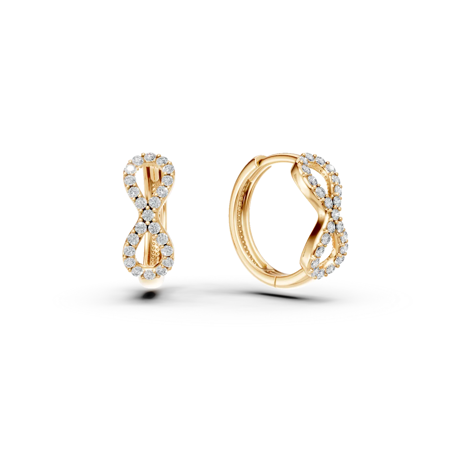 Cercei creole cu infinit din aur galben cu zirconii