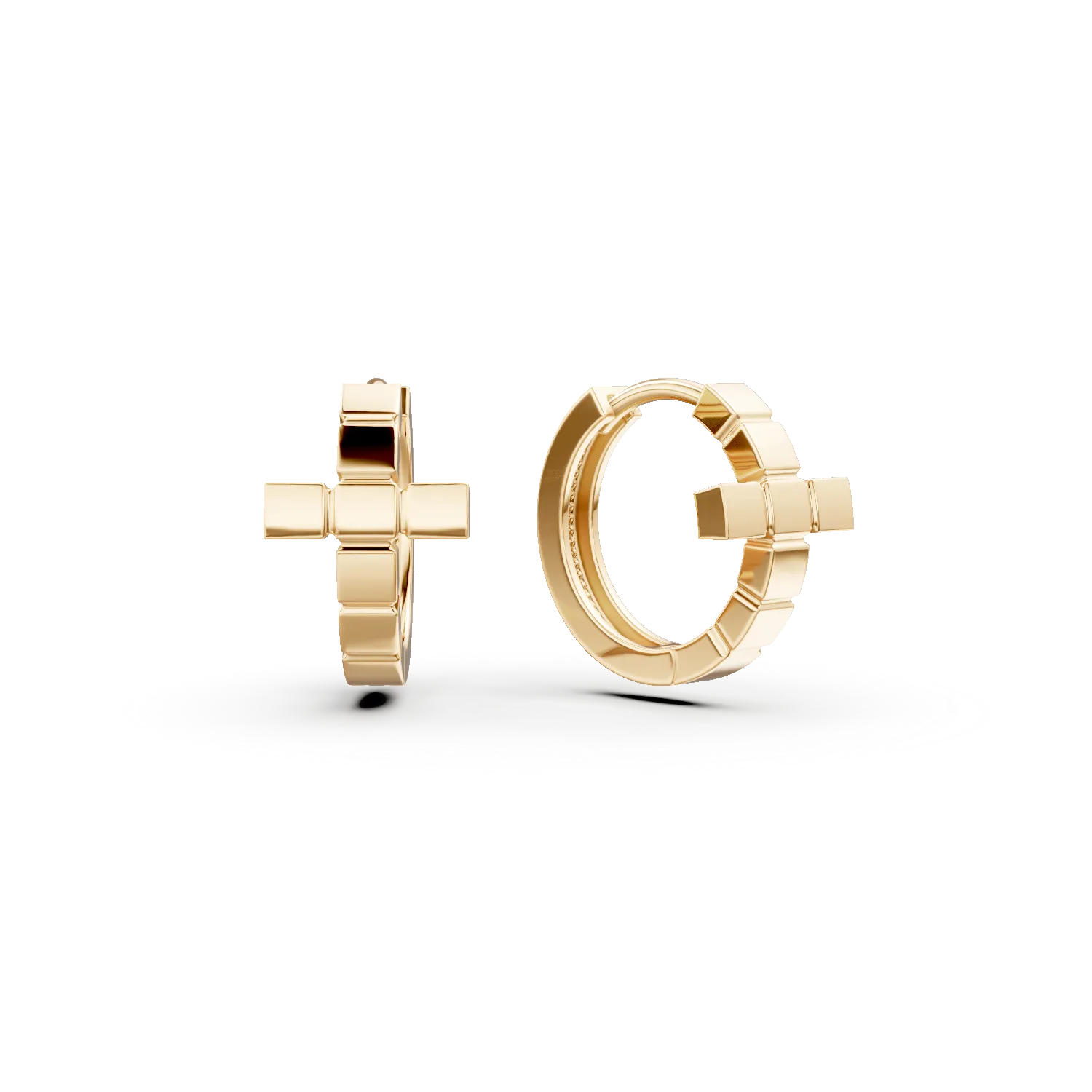 Cercei cruciulite din aur galben