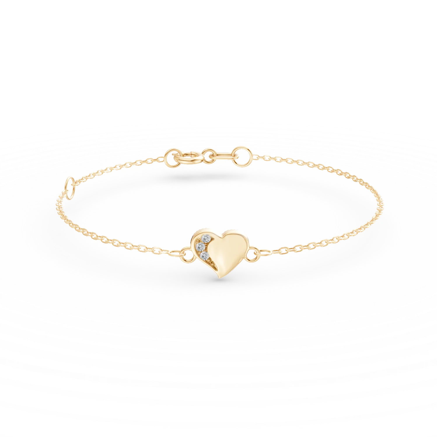 Bratara inima din aur galben cu zirconii