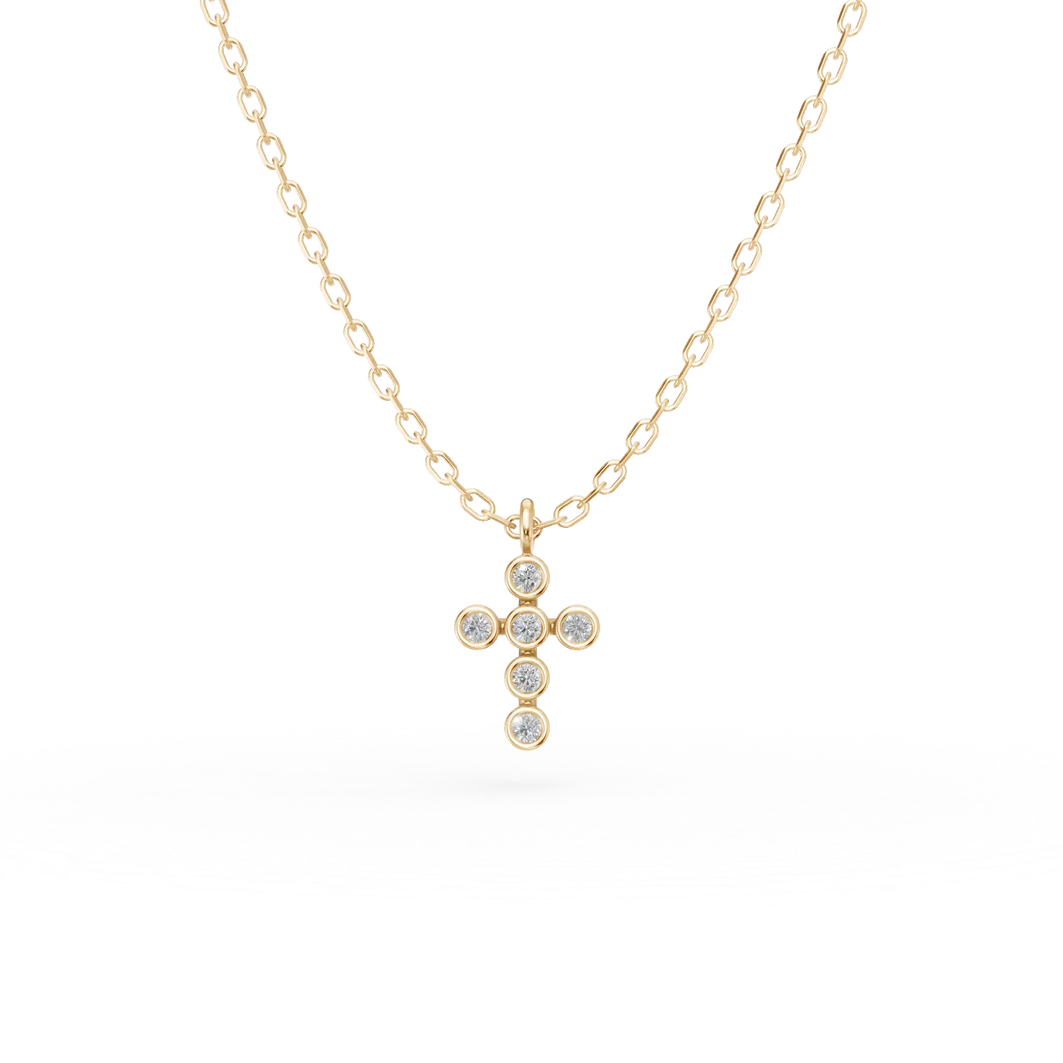 Lant cu pandantiv cruciulita din aur galben cu zirconii