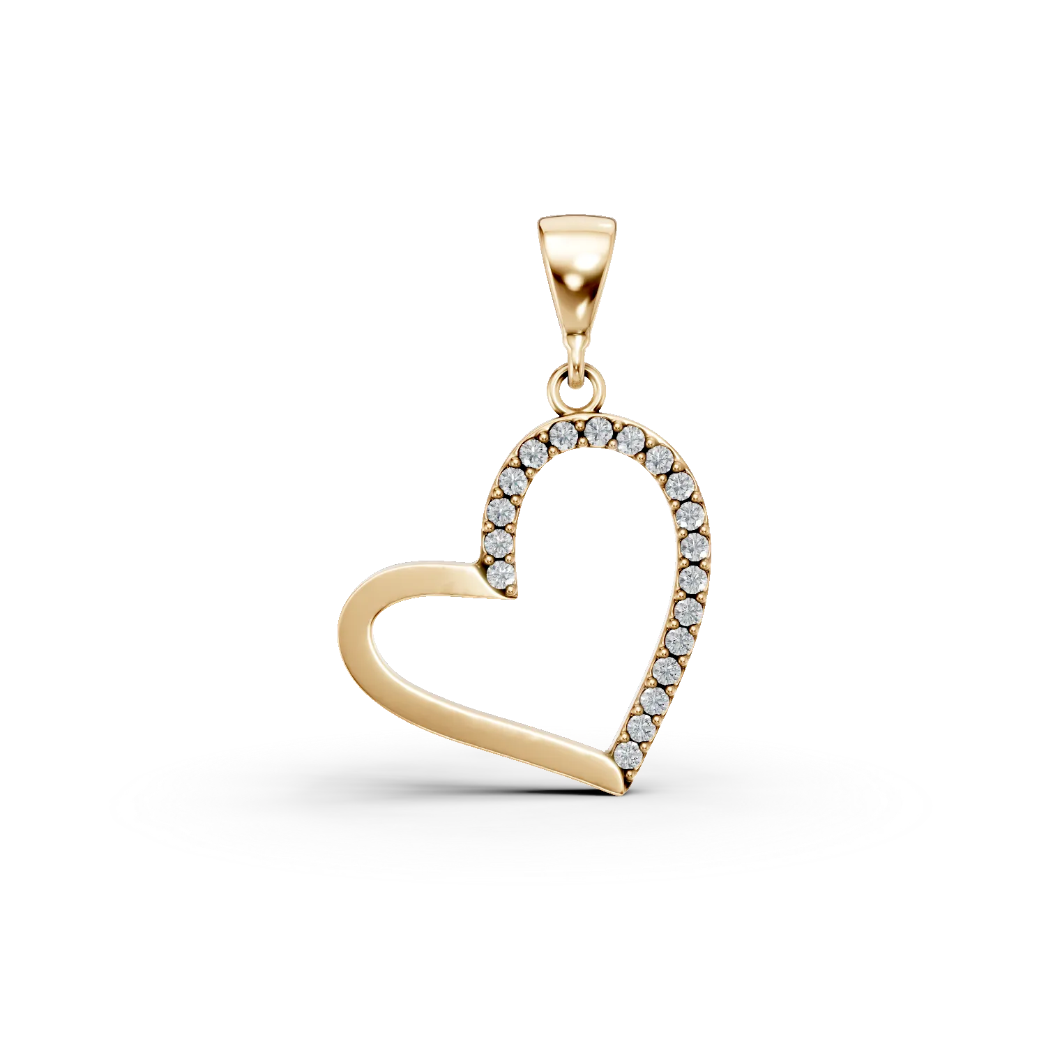 Pandantiv inima din aur galben cu zirconii