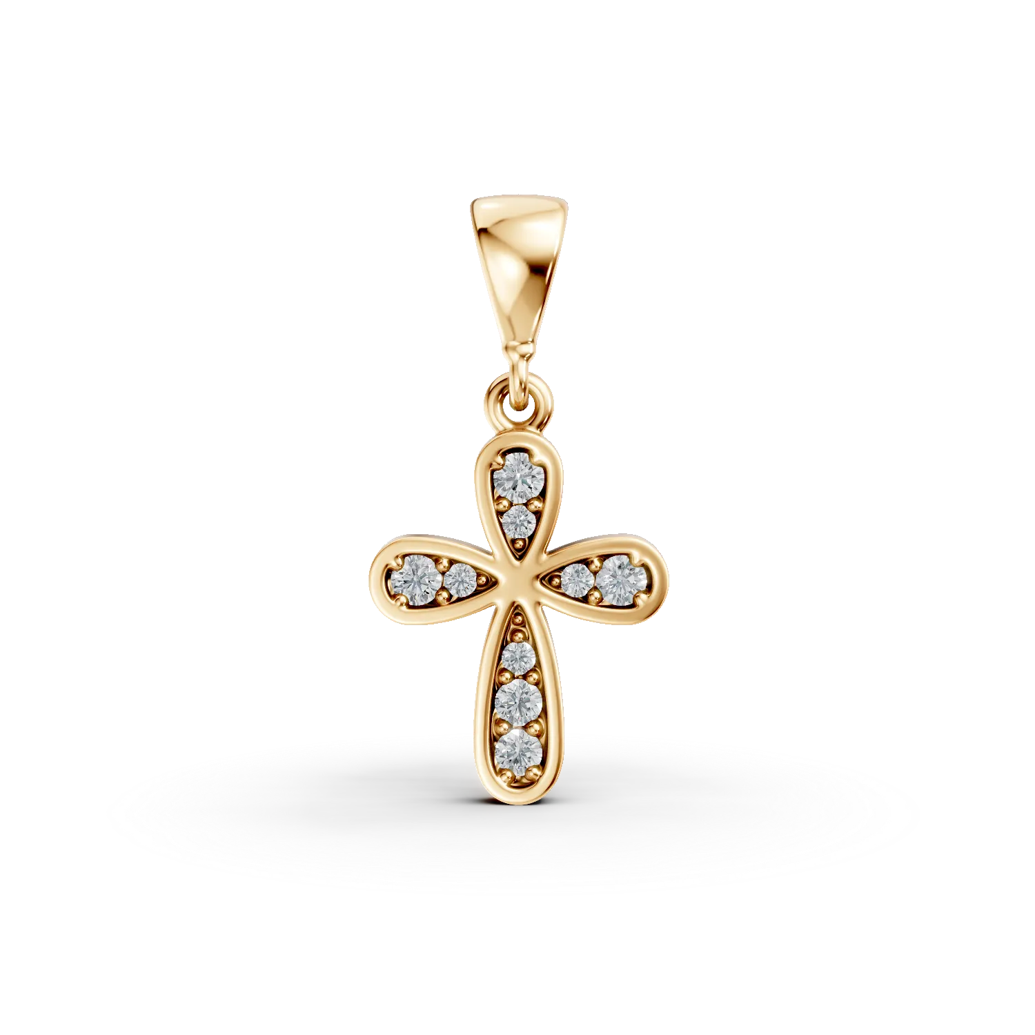 Pandantiv cruce din aur galben cu zirconii