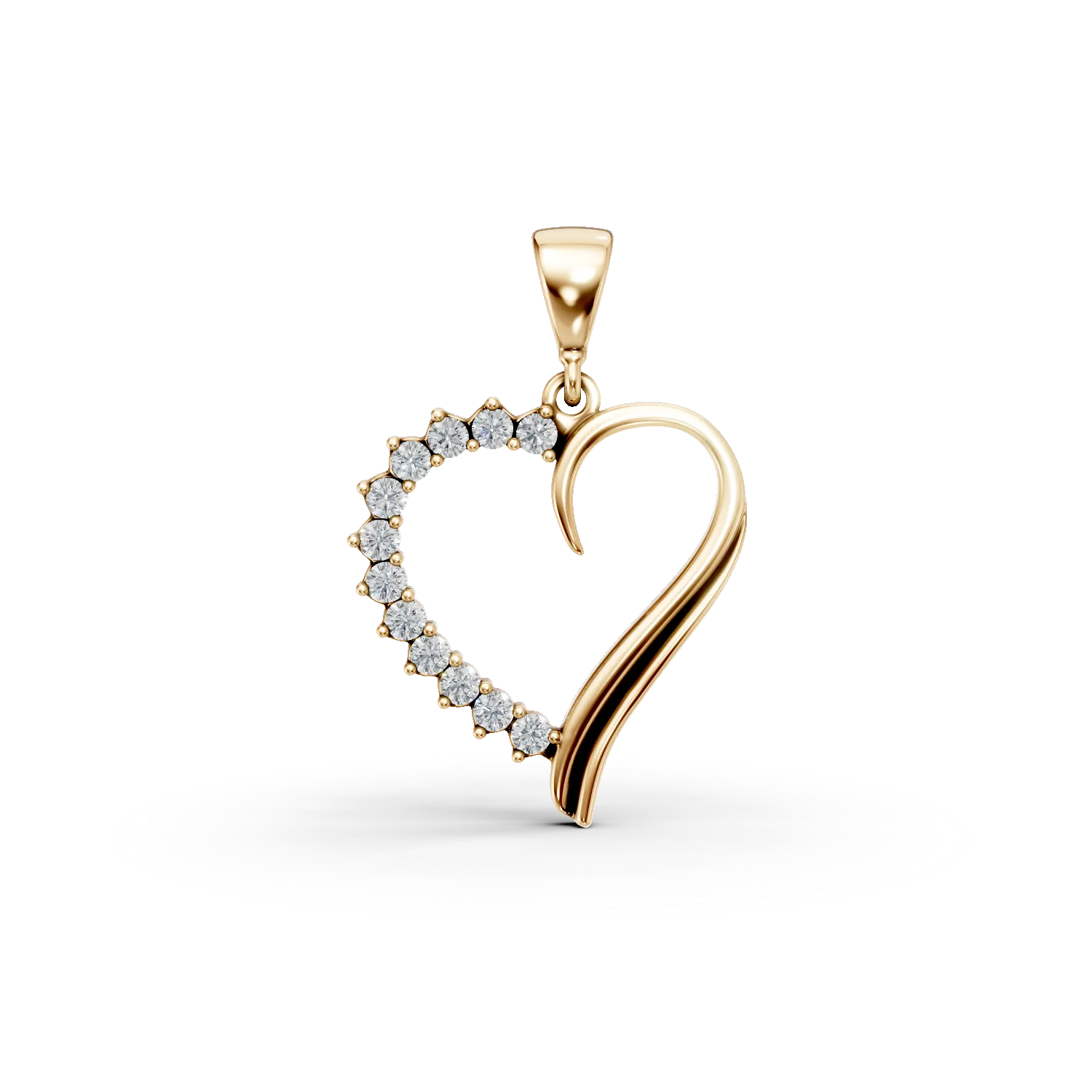 Pandantiv inima din aur galben cu zirconii