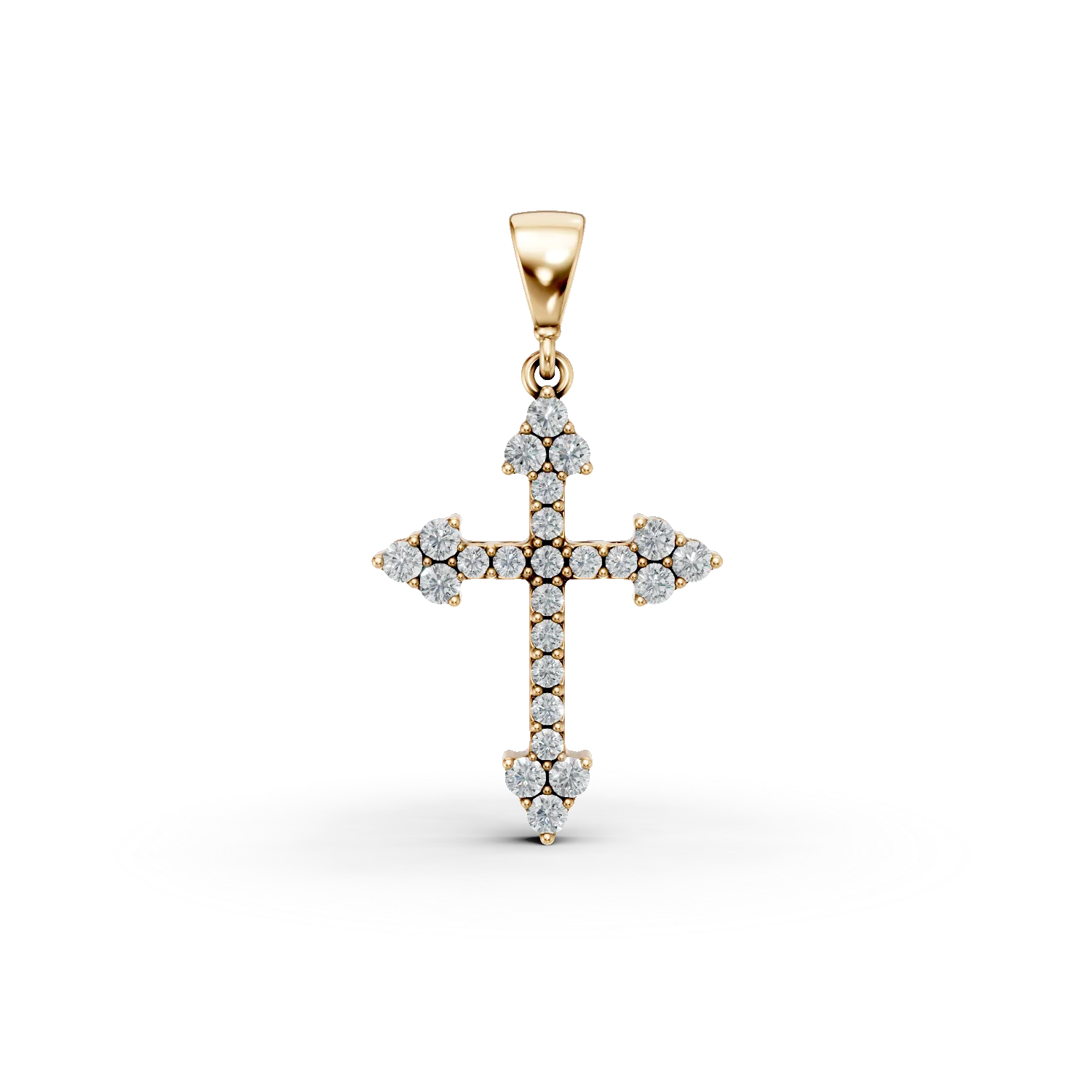 Pandantiv cruce din aur galben cu zirconii