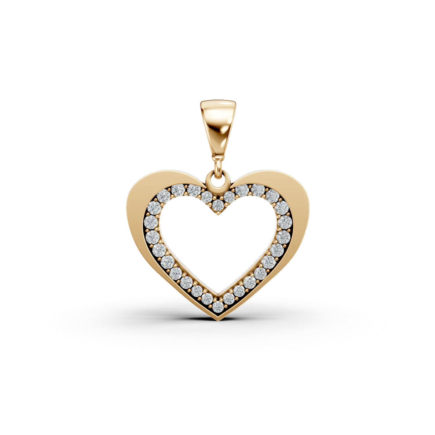 Pandantiv inima din aur galben cu zirconii