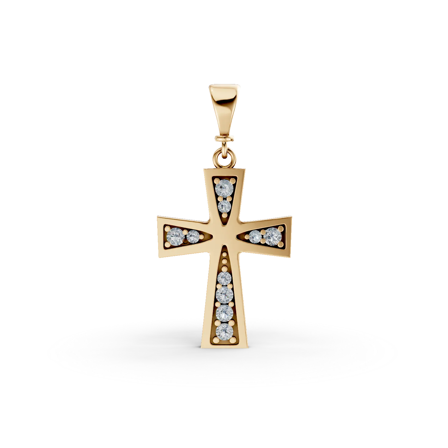 Pandantiv cruce din aur galben cu zirconii