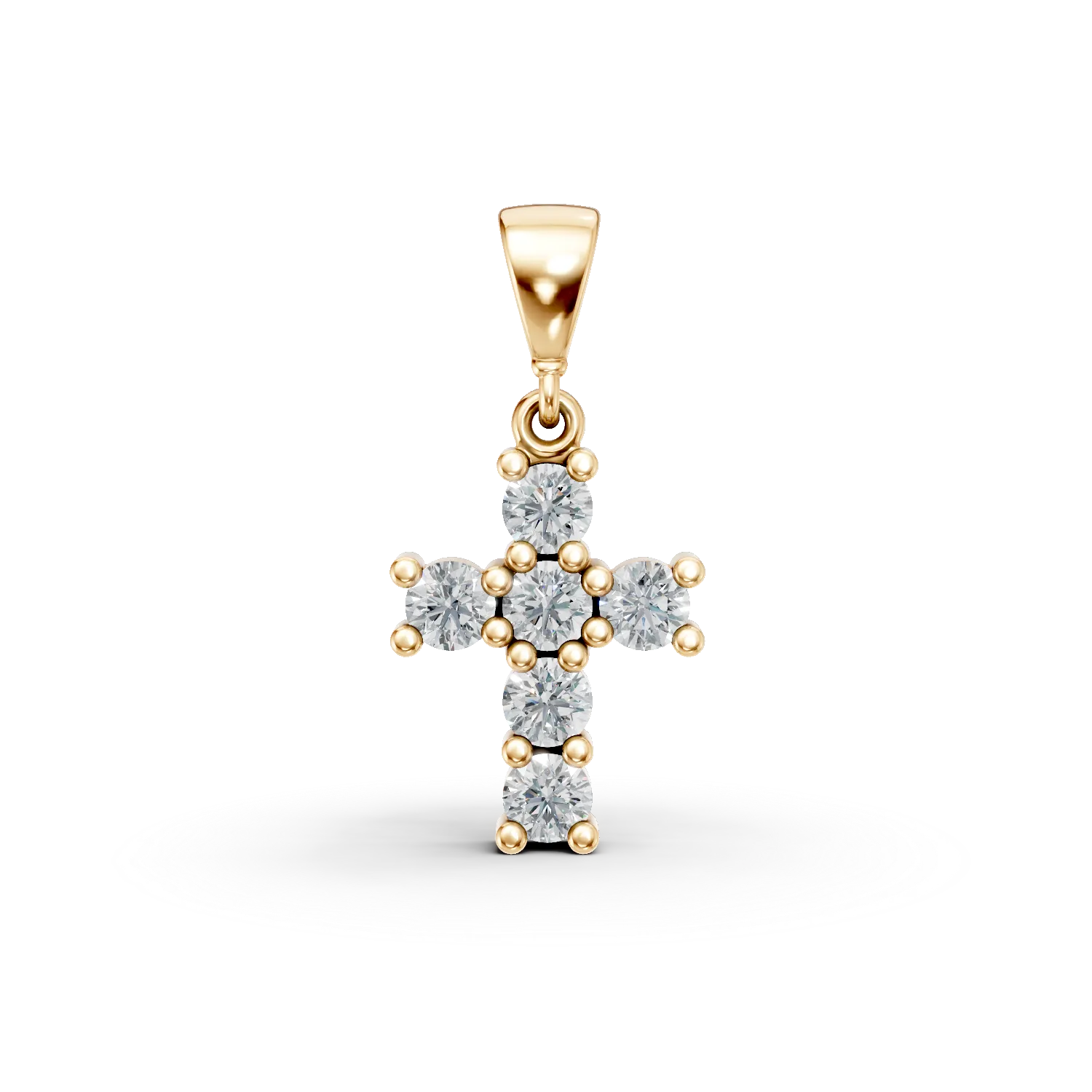 Pandantiv cruce din aur galben cu zirconii