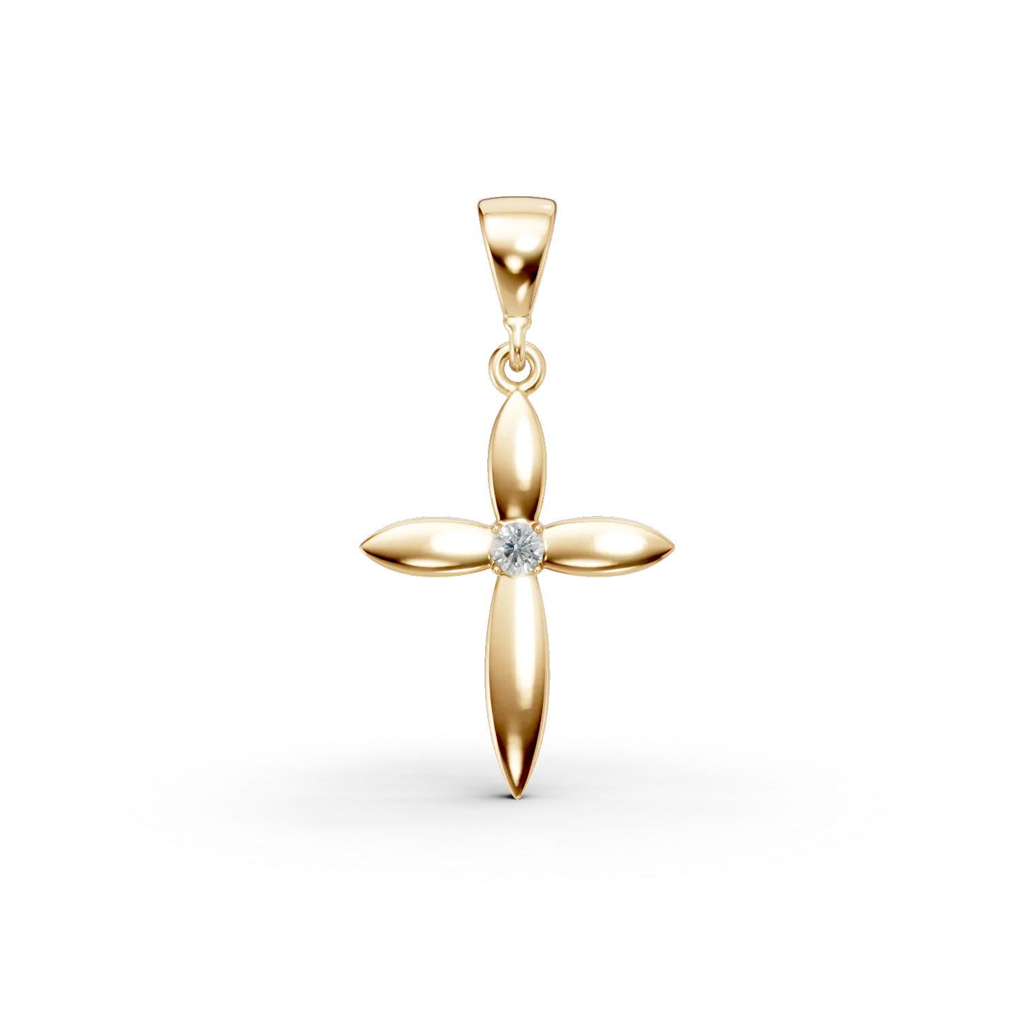 Pandantiv cruce din aur galben cu zirconia