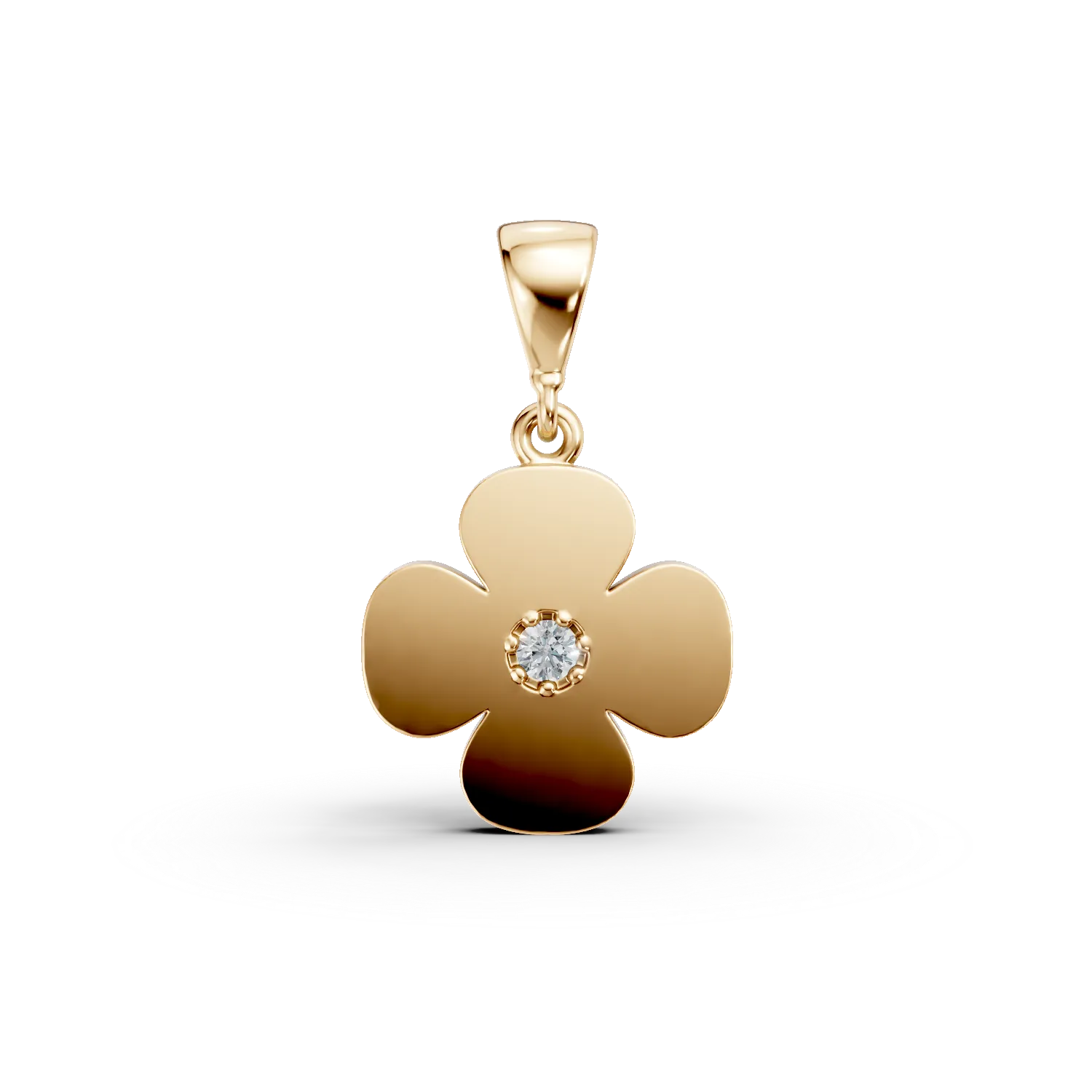 Pandantiv trifoi din aur galben cu zirconia - imagine 6