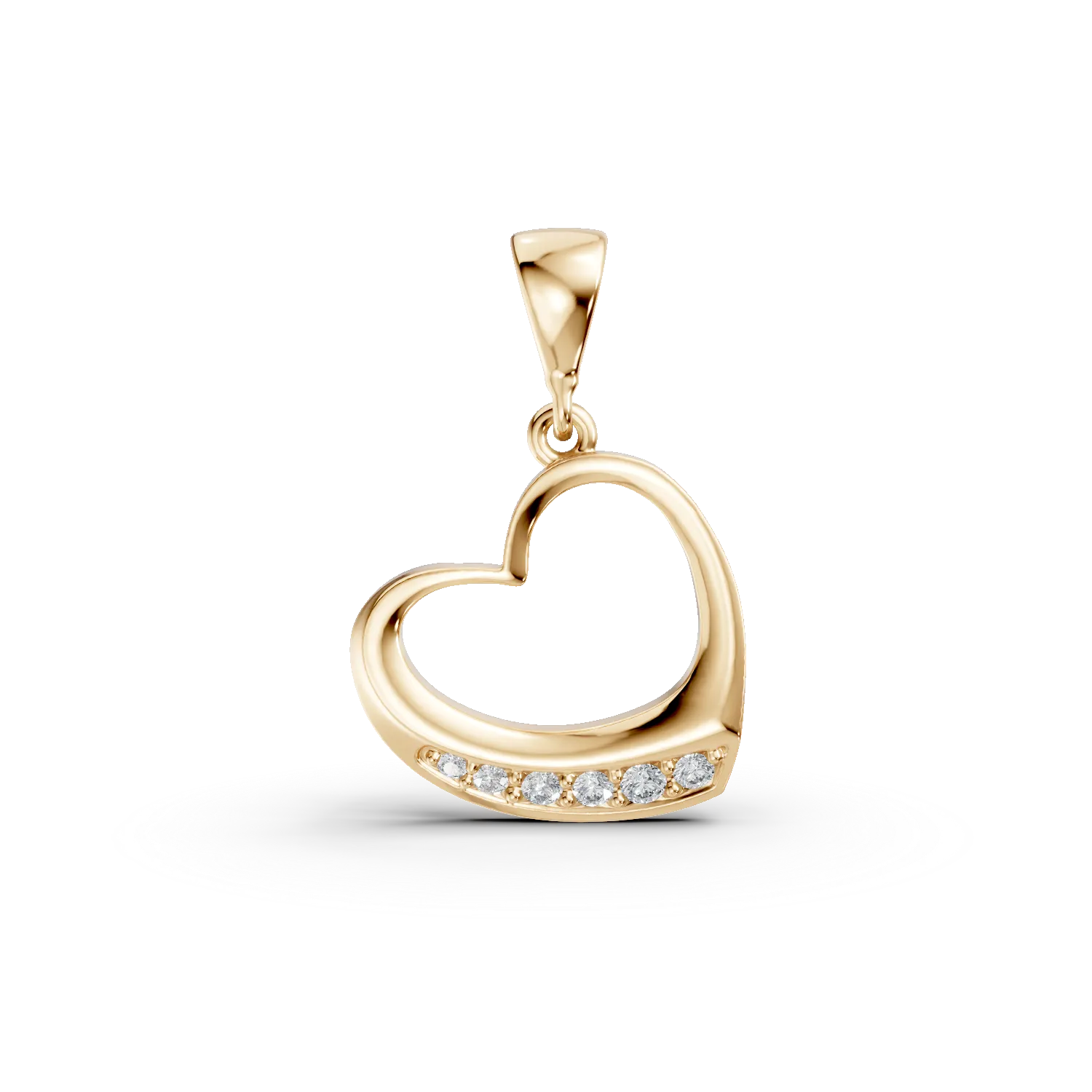 Pandantiv inima din aur galben cu zirconii