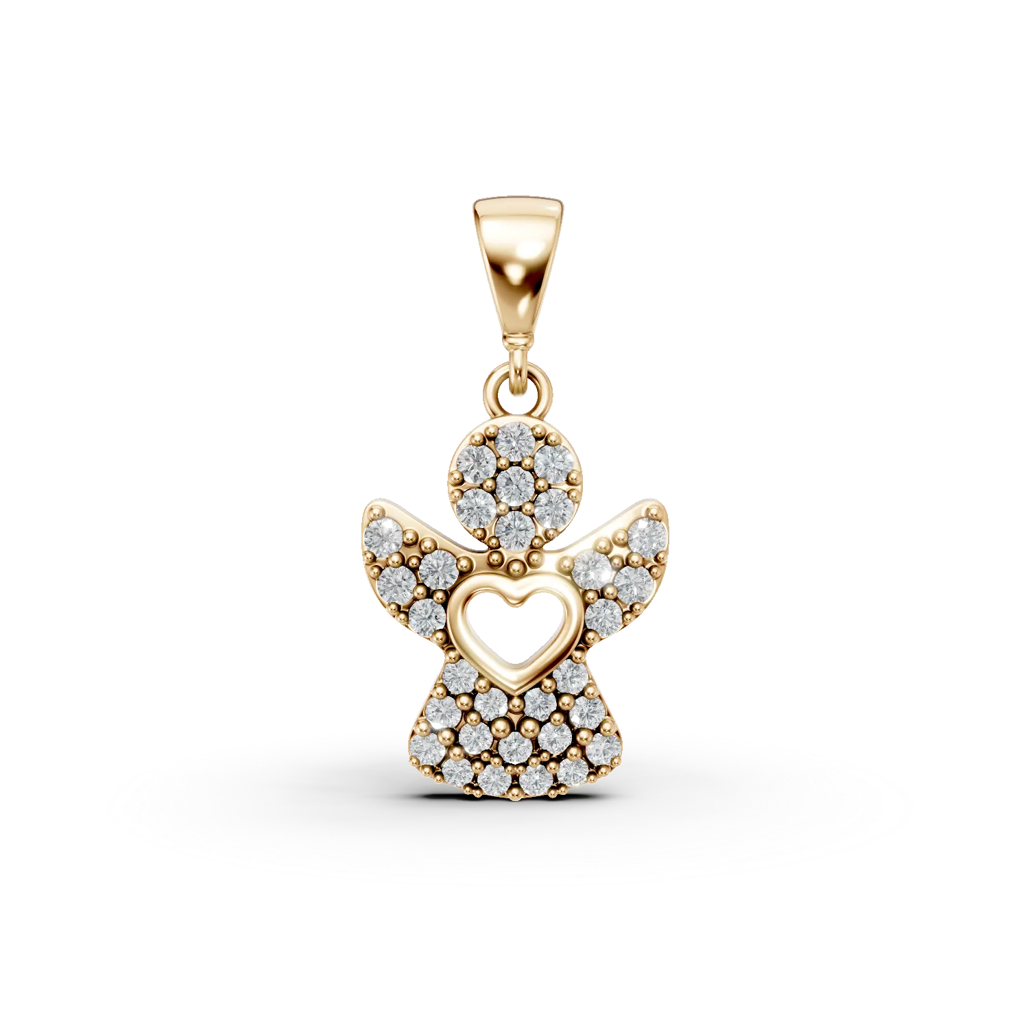 Pandantiv inger din aur galben cu zirconii