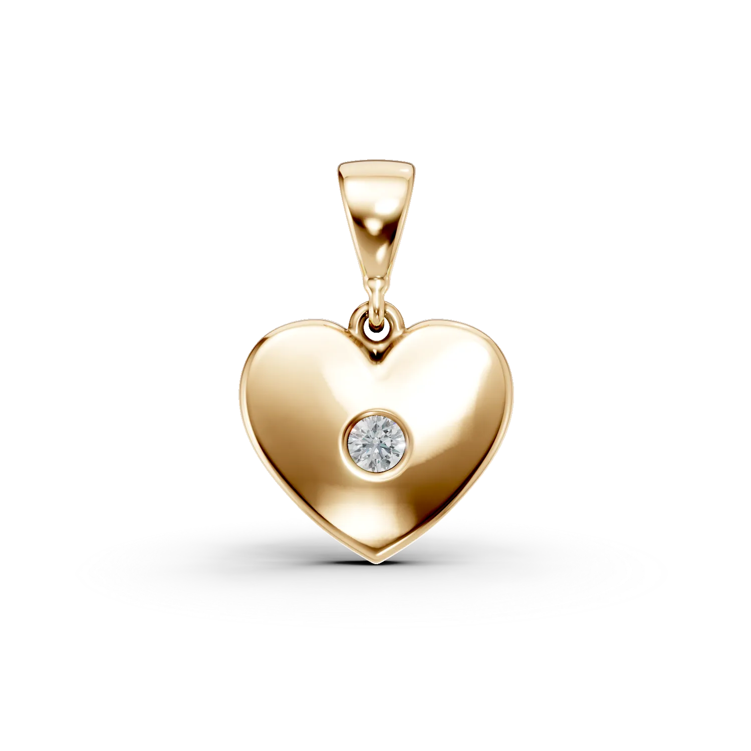 Pandantiv inima din aur galben cu zirconia