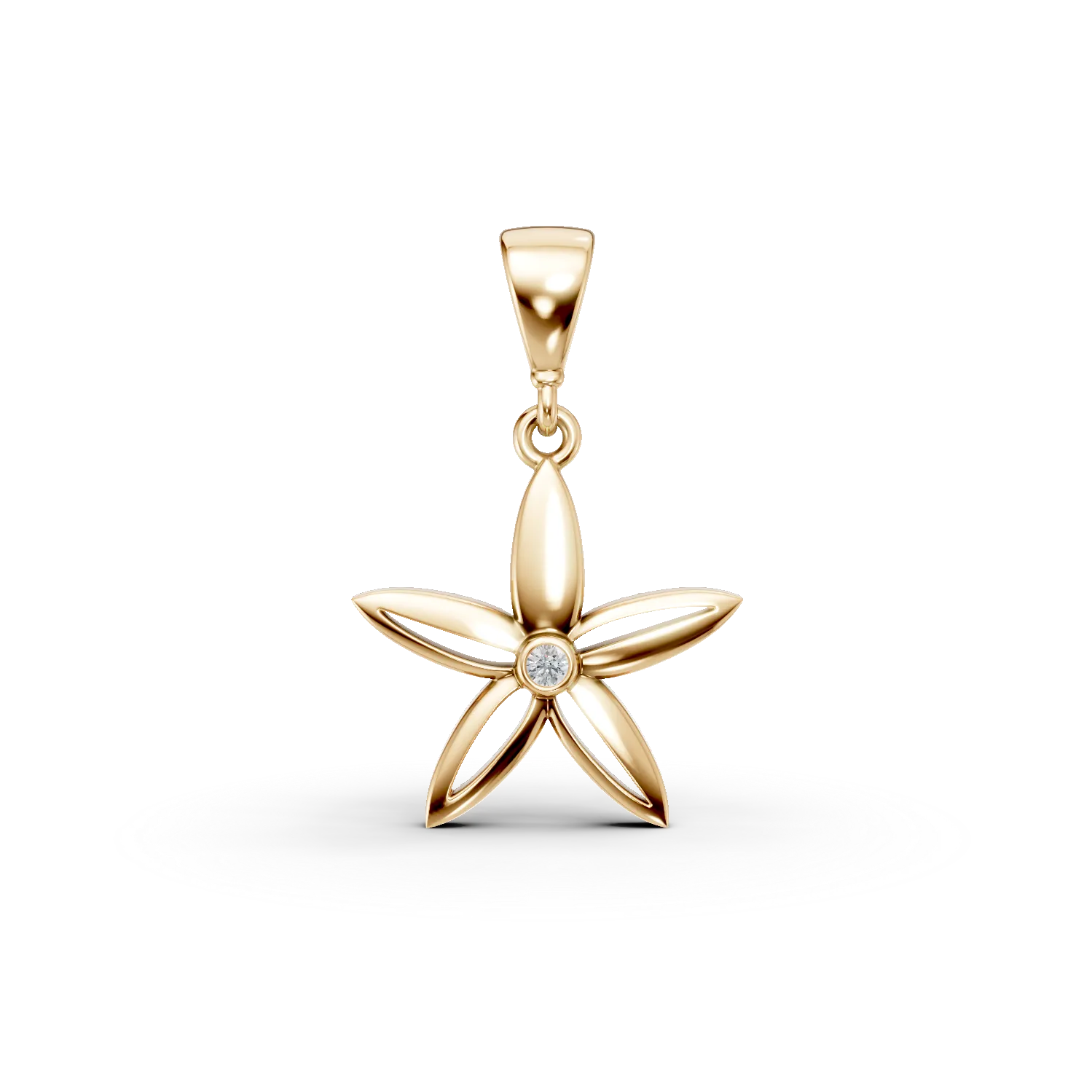 Pandantiv floare din aur galben cu zirconia