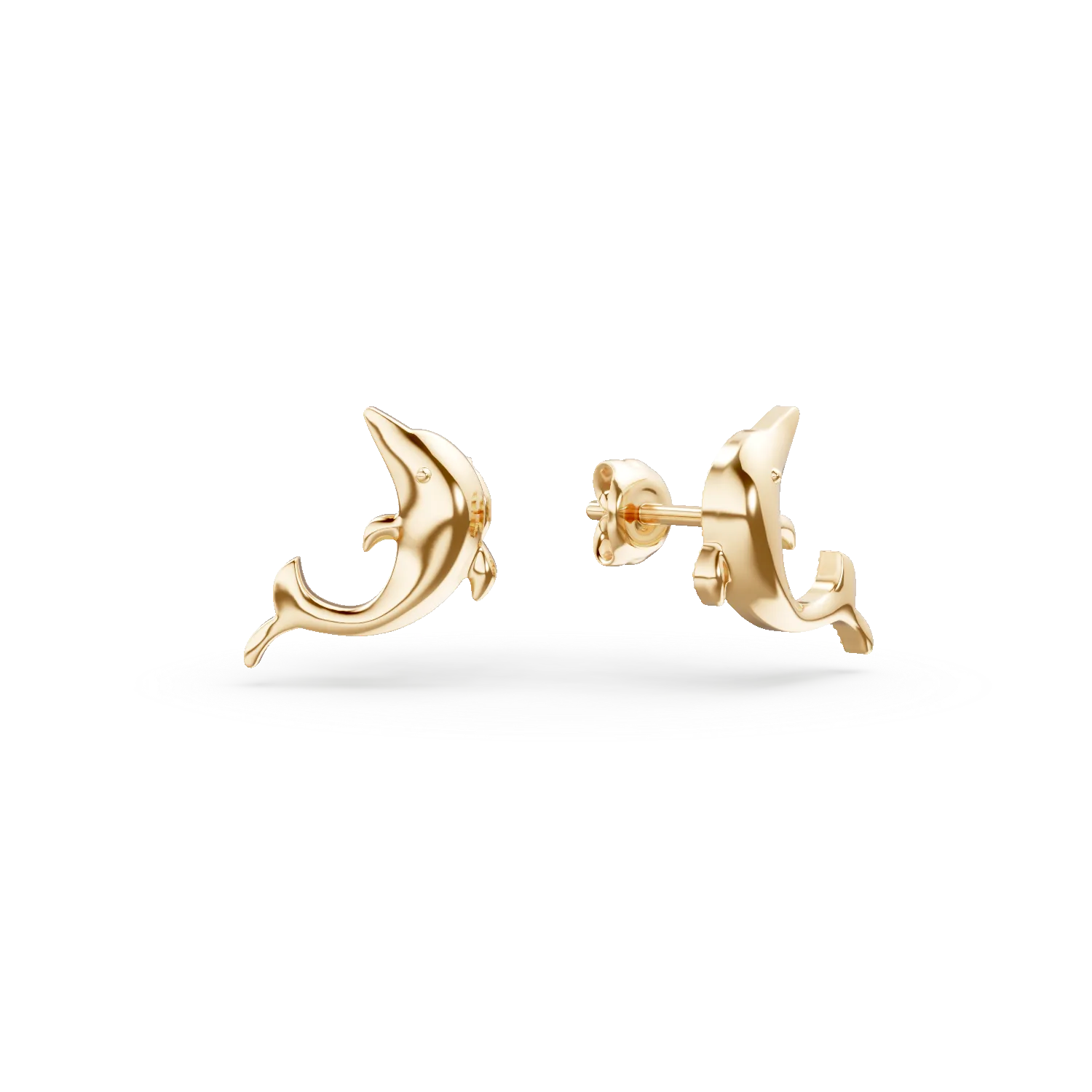 Cercei delfini cu surub din aur galben