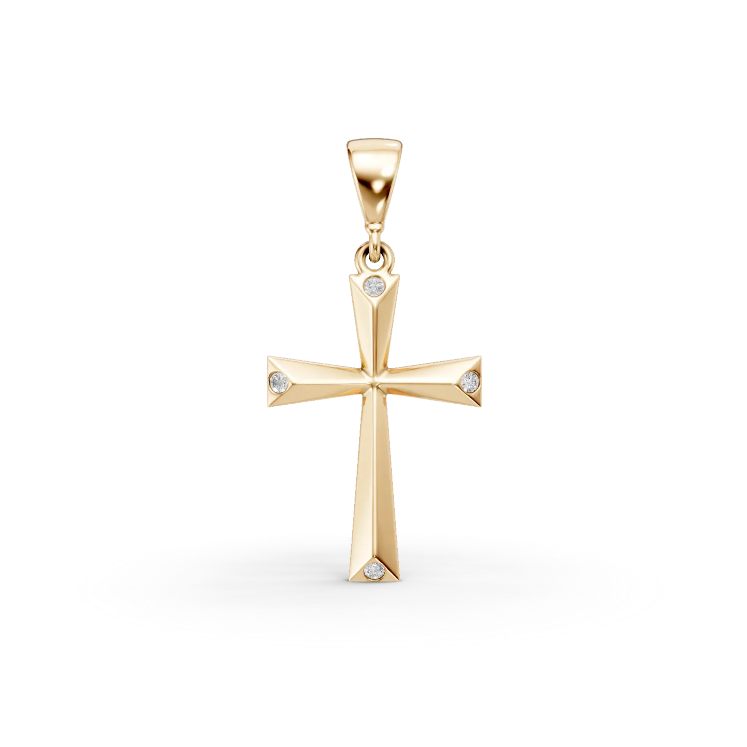 Pandantiv cruce din aur galben cu zirconii