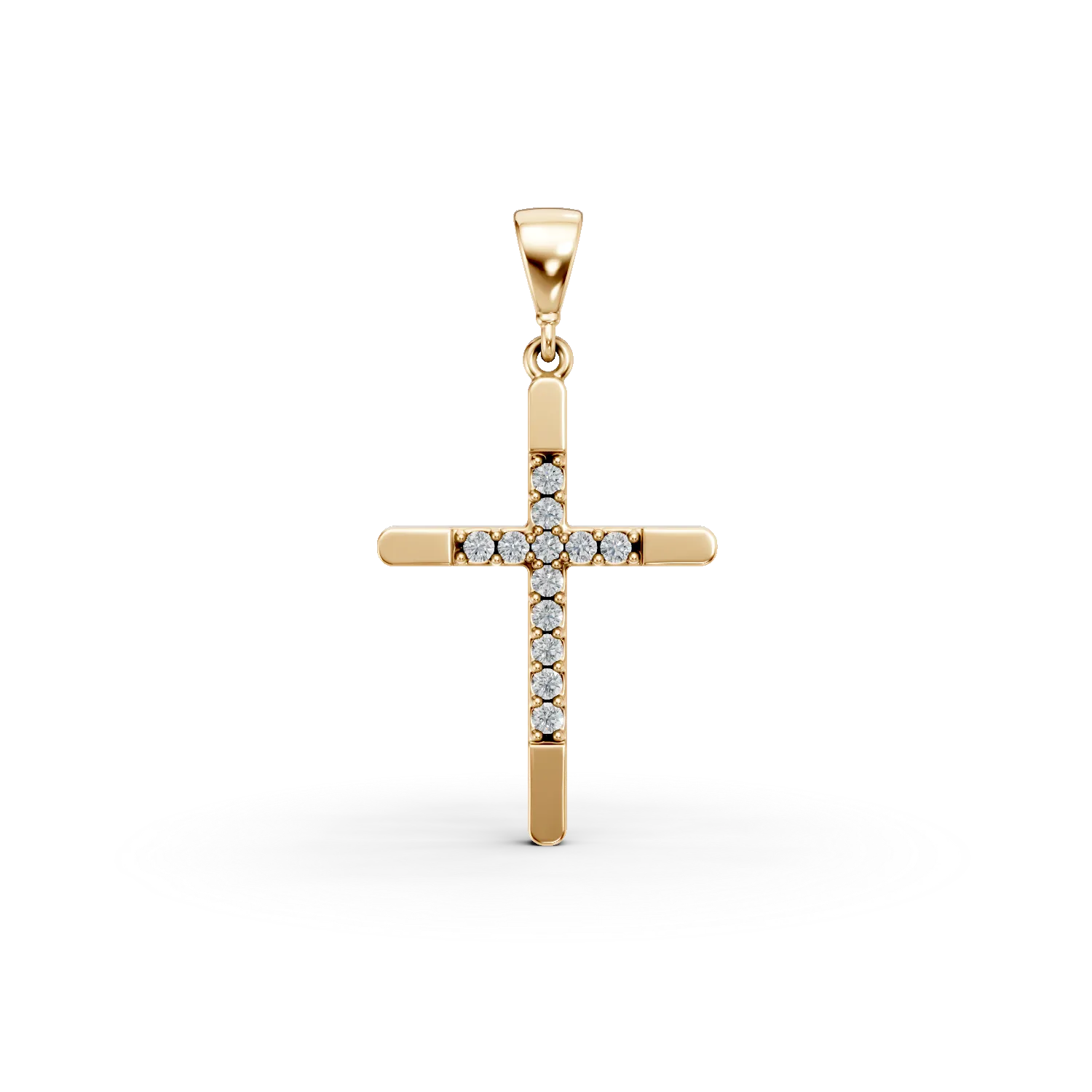 Pandantiv cruce din aur galben cu zirconii