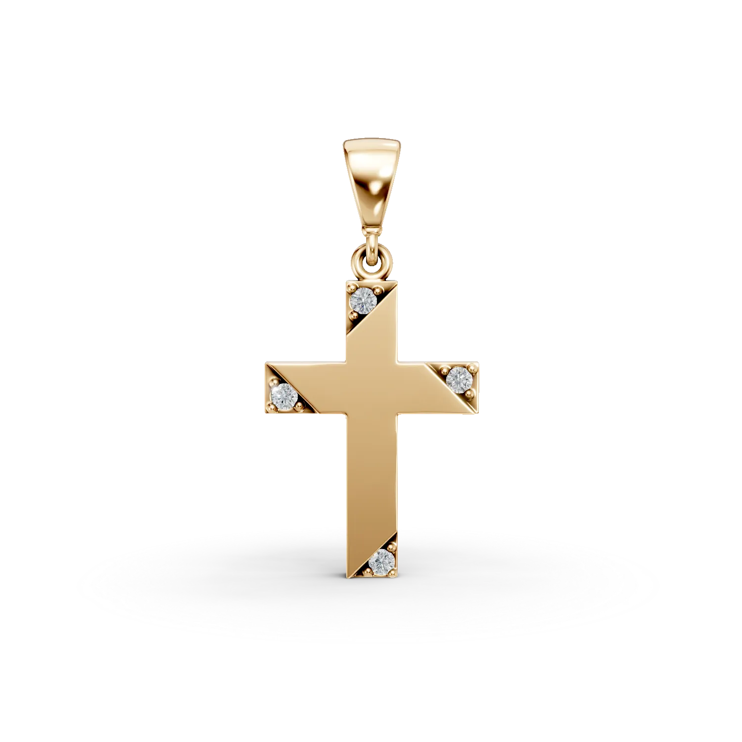 Pandantiv cruce din aur galben cu zirconii