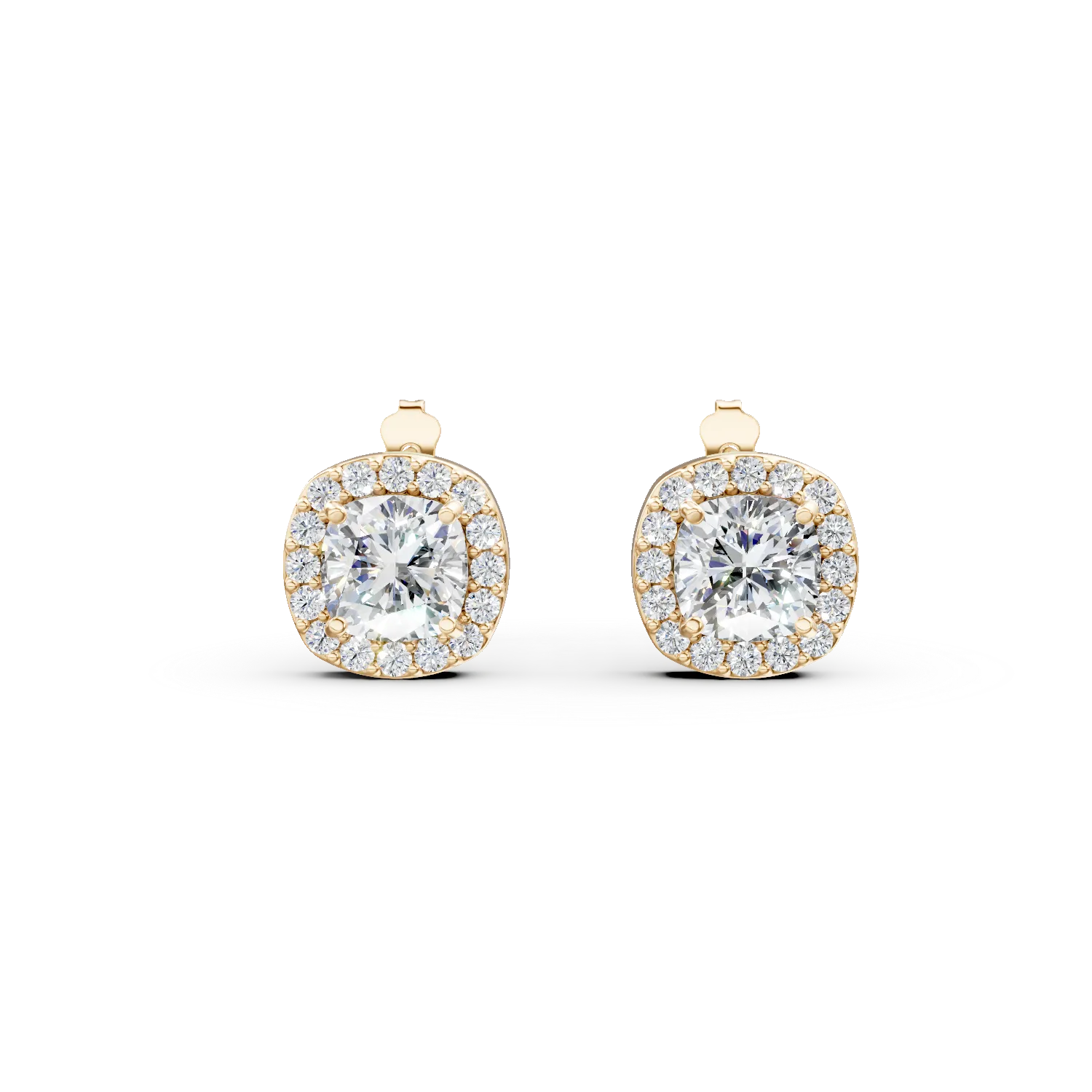 Cercei geometrici din aur galben cu zirconii