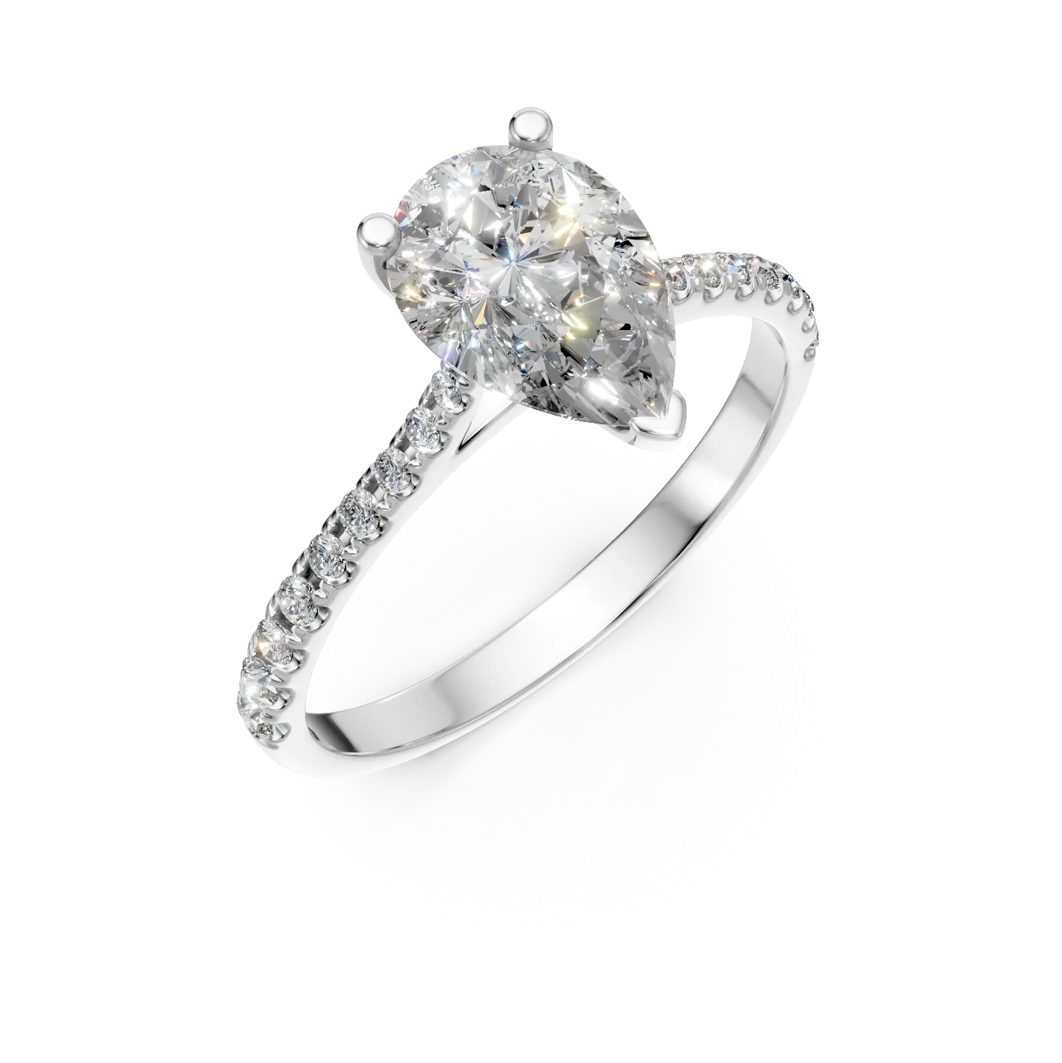 Inel de logodna din aur alb cu diamante de 1.8ct create in laborator