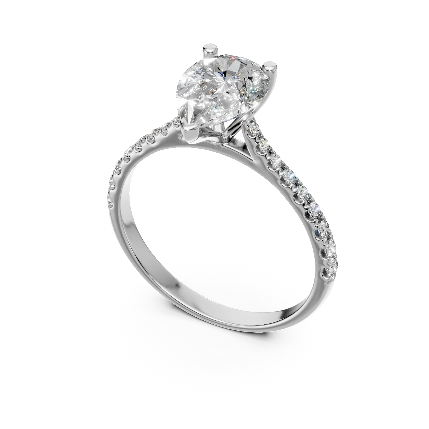 Inel de logodna din aur alb cu diamante create in laborator de 1.2ct