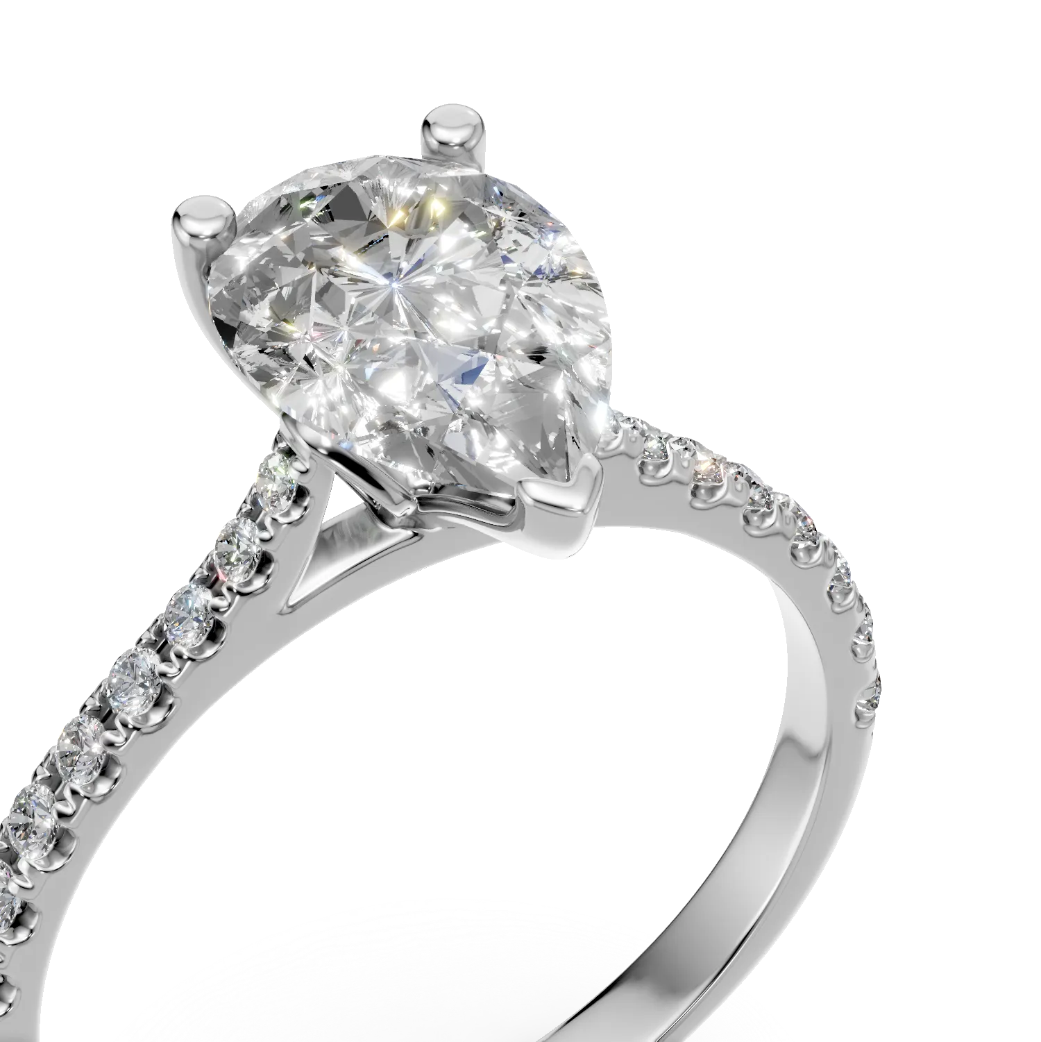 Inel de logodna din aur alb cu diamante create in laborator de 1.2ct