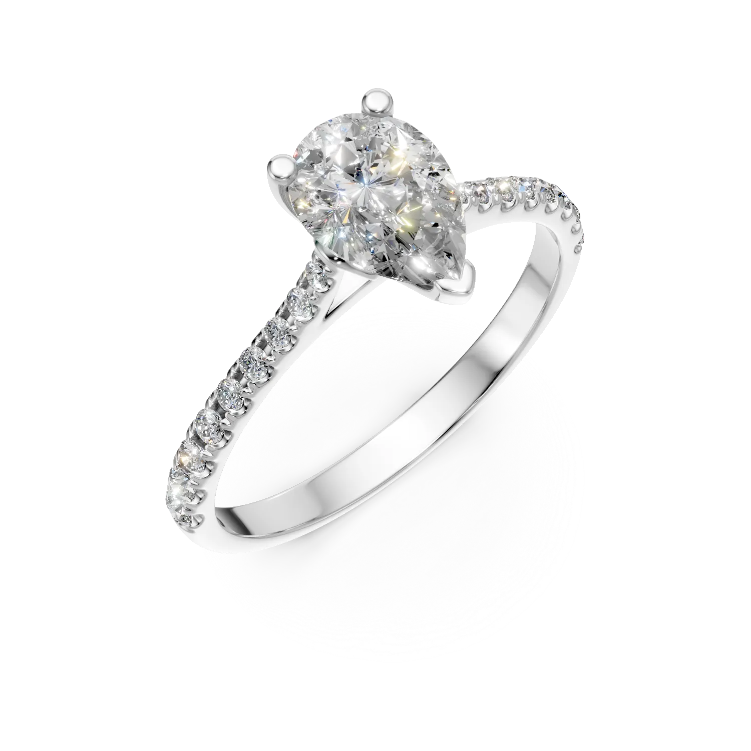 Inel de logodna din aur alb cu diamante create in laborator de 1.2ct