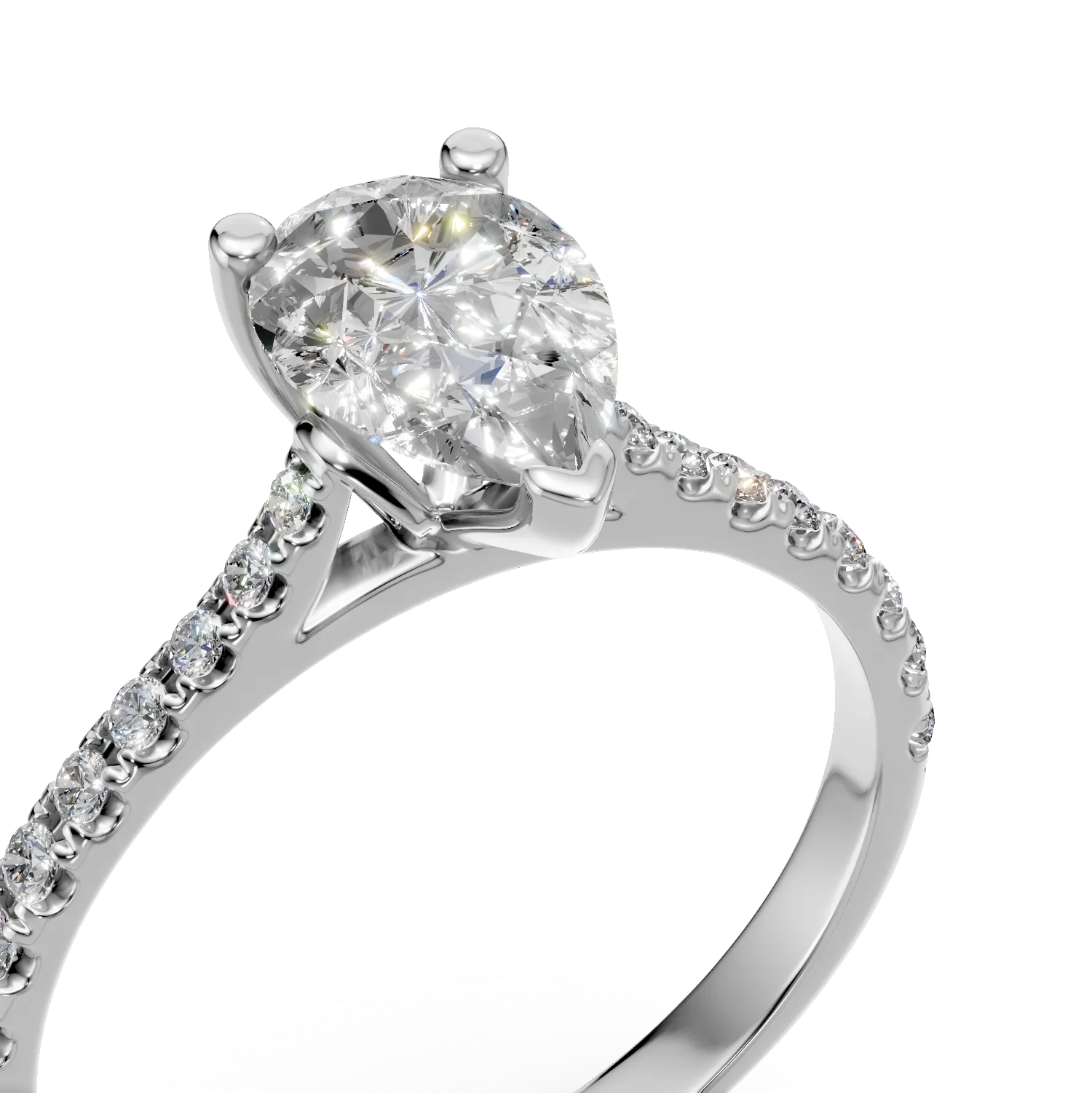 Inel de logodna din aur alb cu diamante create in laborator de 1.2ct