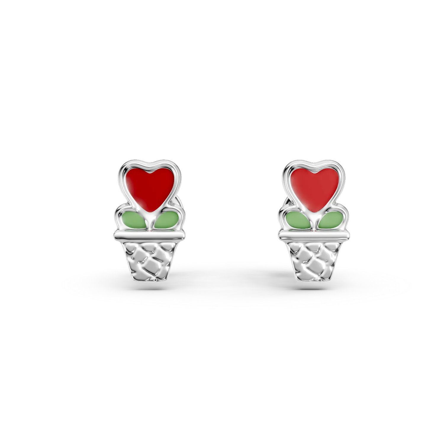 Cercei inimioare din argint pentru copii