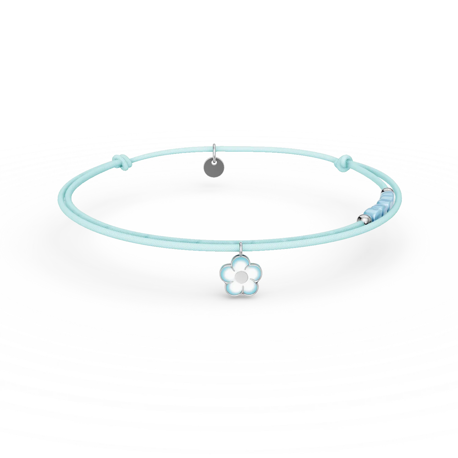 Bratara cu snur si pandantive din argint pentru copii