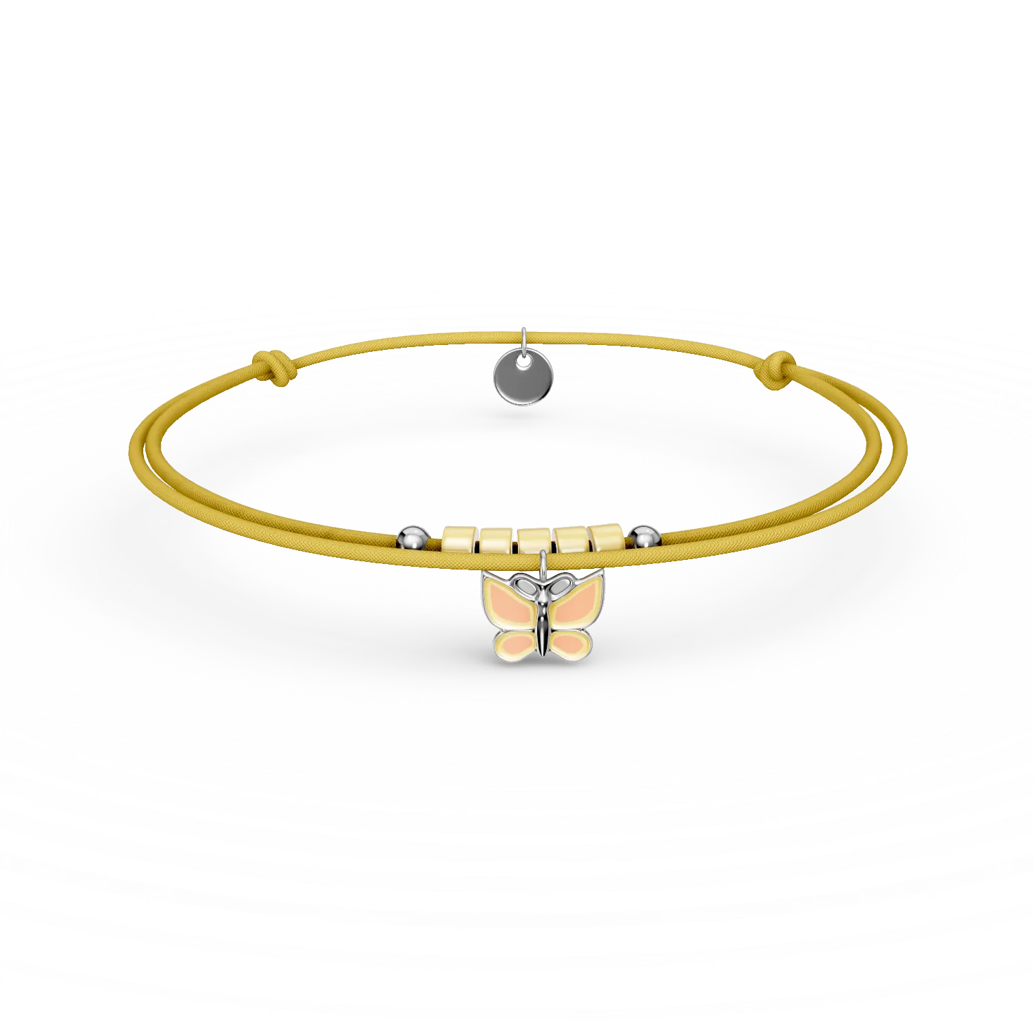 Bratara cu snur si pandantive din argint pentru copii