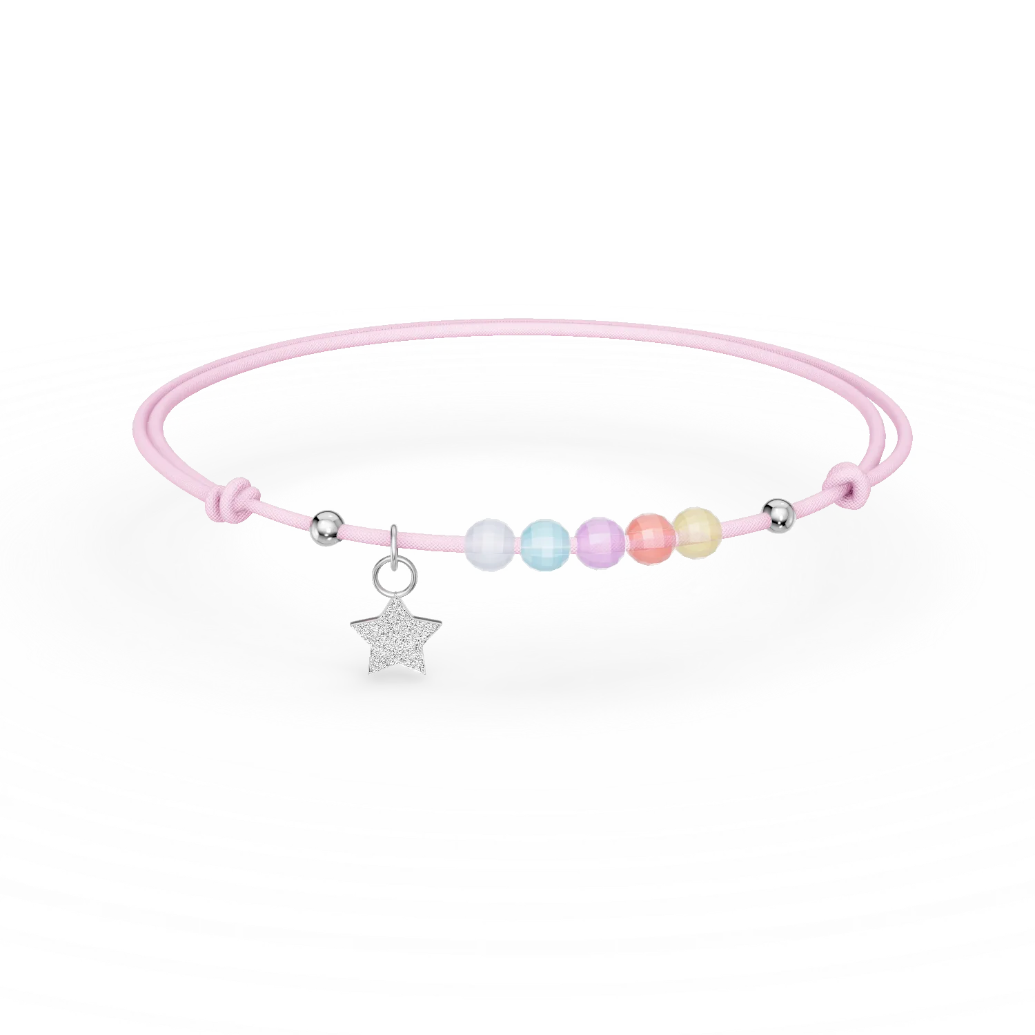 Bratara cu snur si pandantiv din argint pentru copii